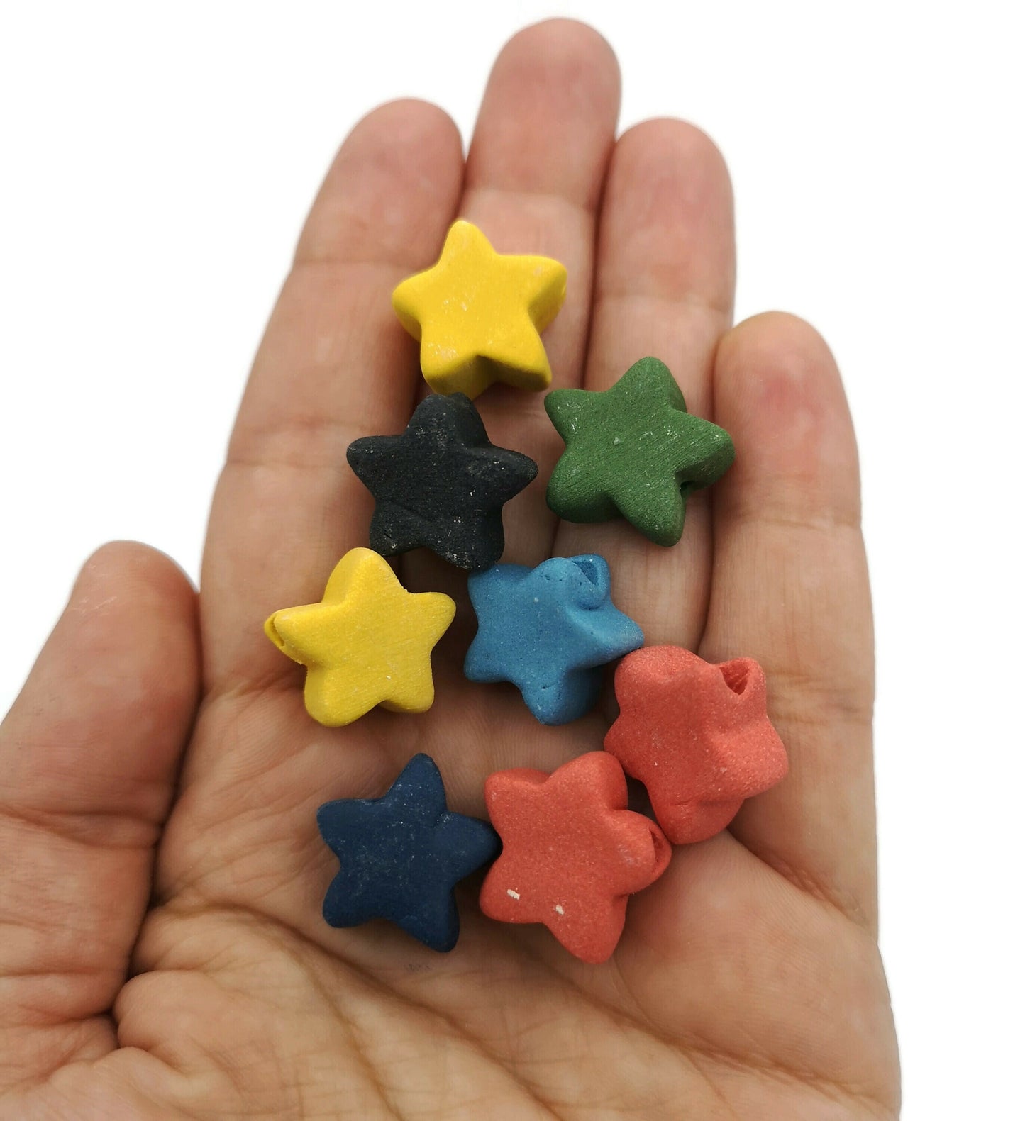 8 Pcs Handmade Ceramic Beads Ready To Ship, Cute Star Shape Assorted Beads For Jewelry Making, Unique Clay Spacer Beads, Most Sold Items - Ceramica Ana Rafael