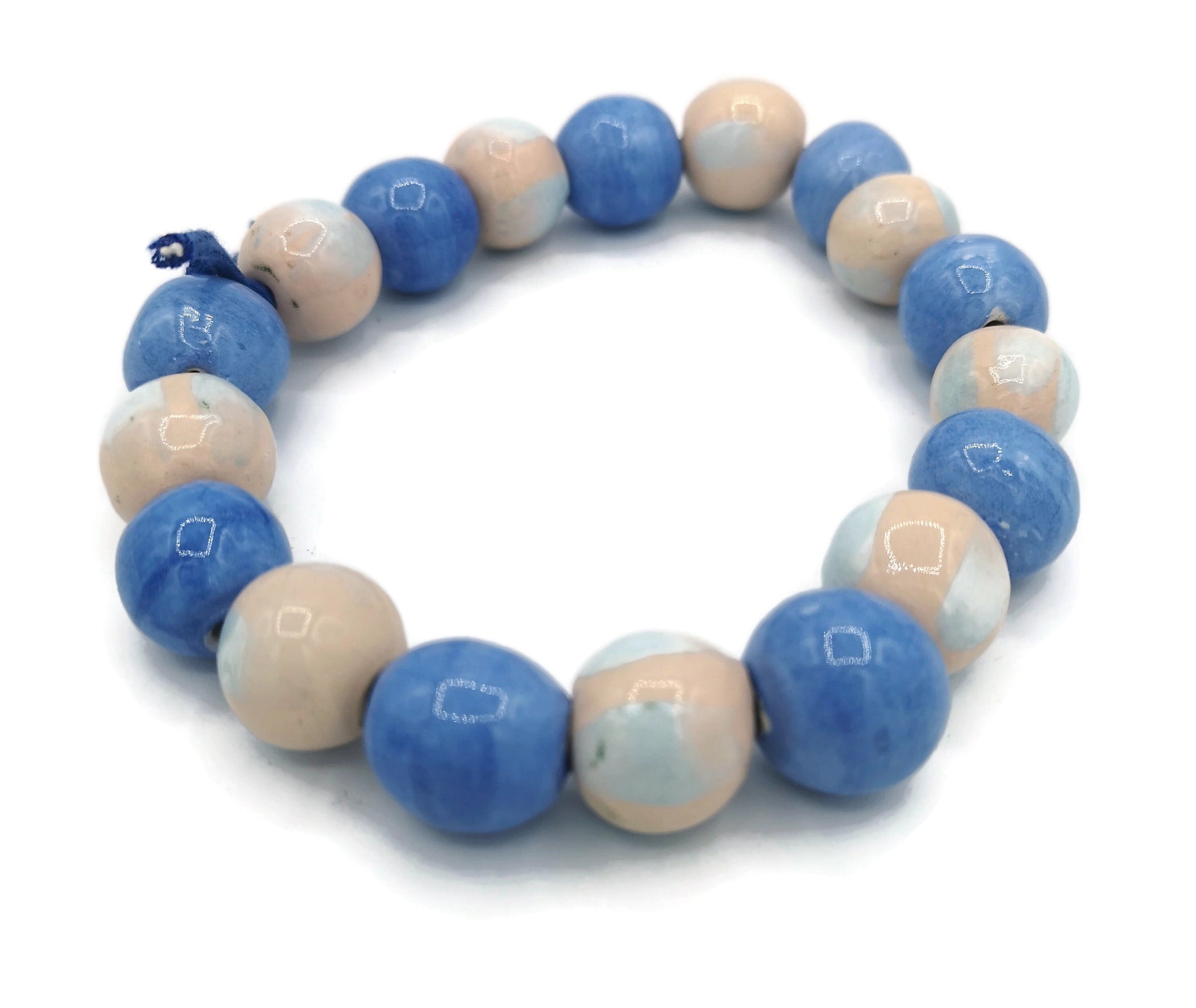 Handmade Ceramic Beads For Jewelry Making, Set Of 18 Mixed Decorative Round Shape Pastel Beads For Crafting, Assorted Beads Unique - Ceramica Ana Rafael