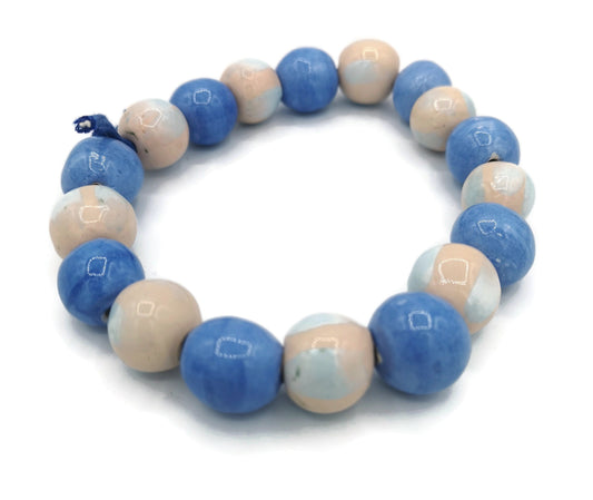 Handmade Ceramic Beads For Jewelry Making, Set Of 18 Mixed Decorative Round Shape Pastel Beads For Crafting, Assorted Beads Unique - Ceramica Ana Rafael