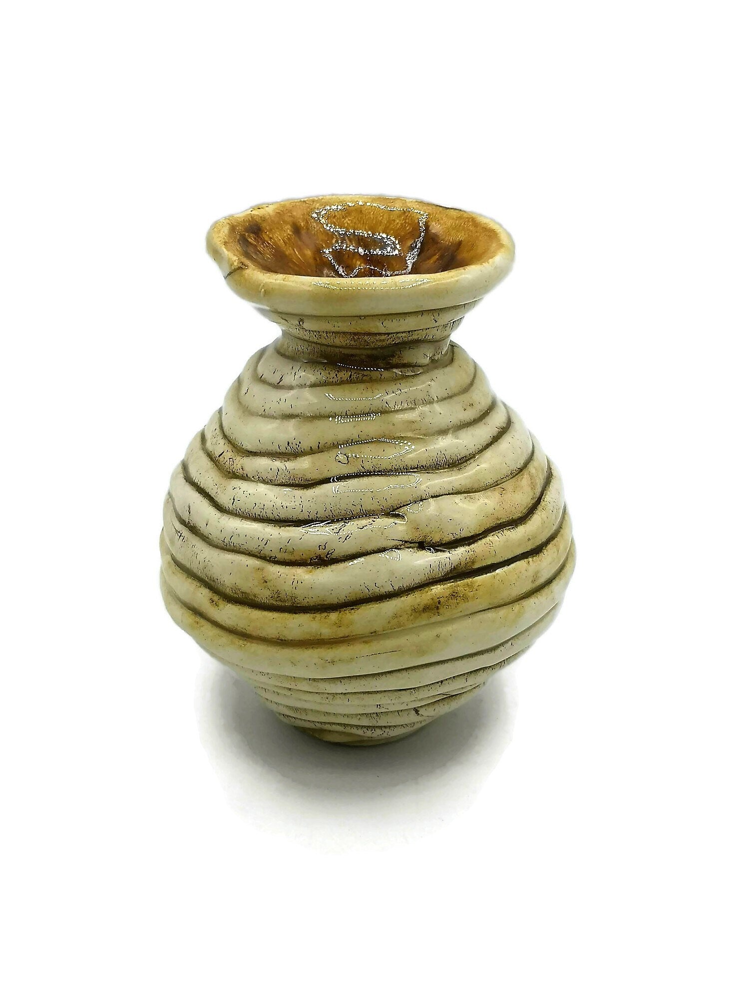 Handmade ceramic Vase, Textured Pottery Vase with Irregular Organic Shape, Abstract Sculpture Ceramic Vessel, Home Decor Gift Idea - Ceramica Ana Rafael