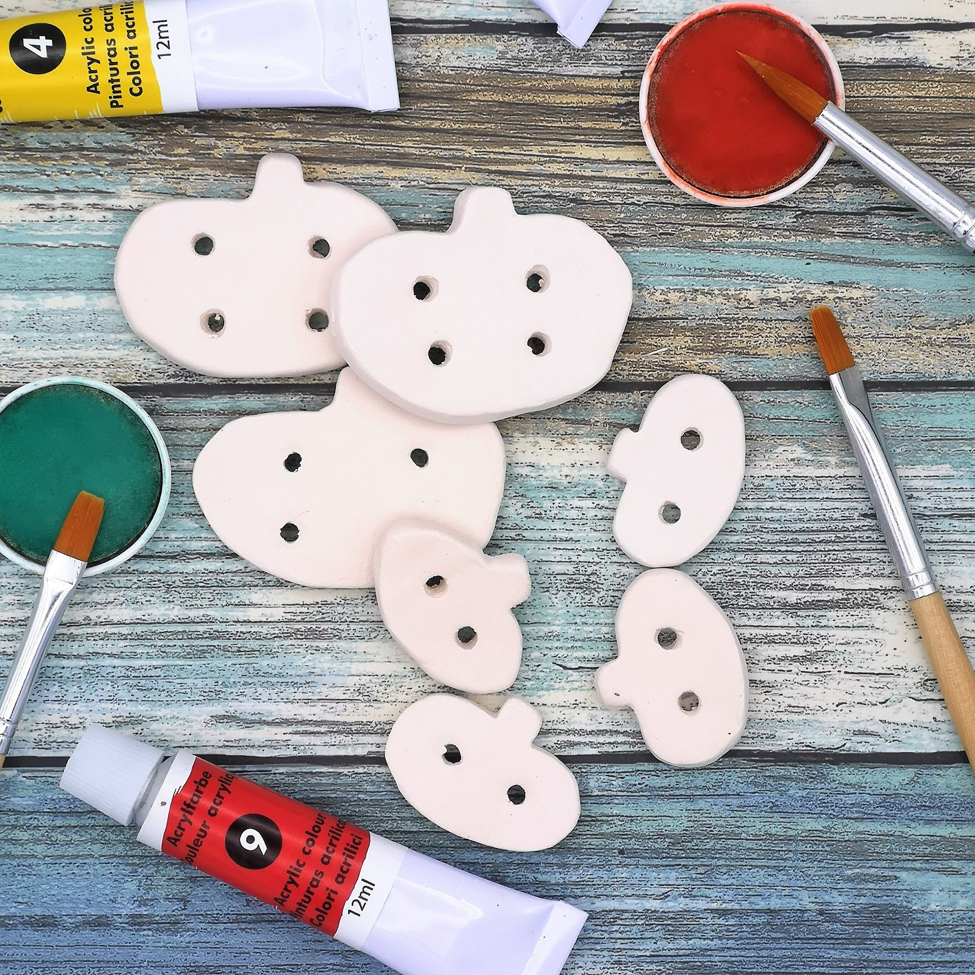 6/10Pc Handmade Ceramic Bisque Pumpkin Sewing Buttons For Crafts, Blank Novelty Halloween Clay Buttons Ready To Paint - Ceramica Ana Rafael
