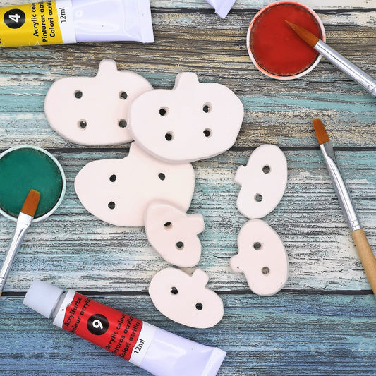 6/10Pc Handmade Ceramic Bisque Pumpkin Sewing Buttons For Crafts, Blank Novelty Halloween Clay Buttons Ready To Paint - Ceramica Ana Rafael