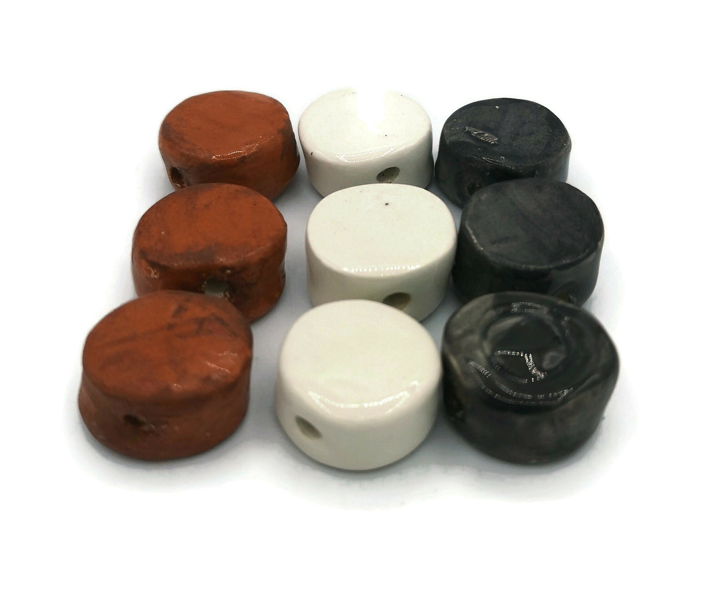 9Pcs 20mm Extra Large Handmade Ceramic Beads for Jewelry Making, Macrame Beads Large Hole 2mm, Artisan Unusual Clay Beads For DIY Crafts - Ceramica Ana Rafael