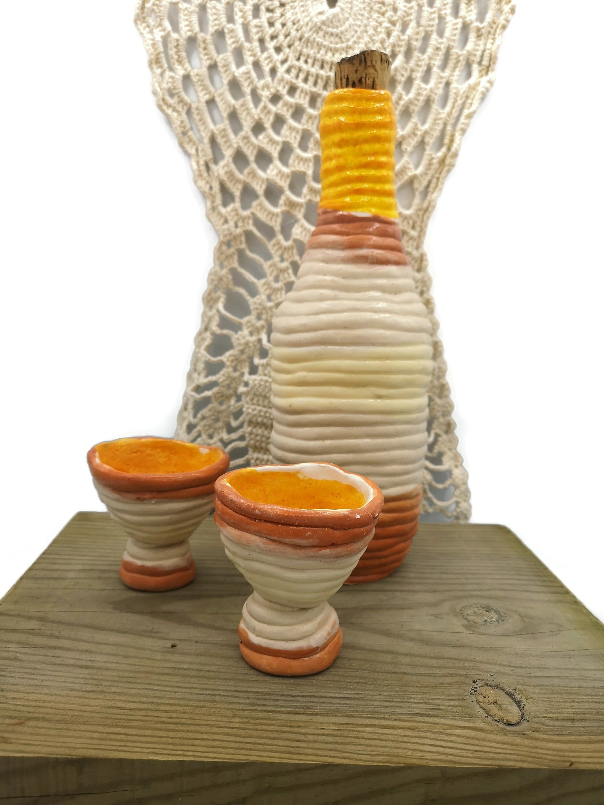 Decorative Shot Glasses And Bottle With Cork Stopper, Best Gifts For Him, Best Sellers Ceramic Vase Handmade Ceramic Jar Unique Wedding Gift - Ceramica Ana Rafael