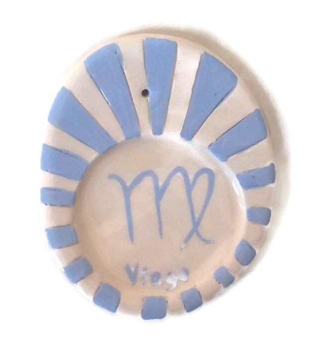 Handmade Ceramic Zodiac Incense Stick Burner For Home Decor, Blue Virgo Birthday Gift For Her, Clay Incense Cone Holder, Mom Gift Idea - Ceramica Ana Rafael
