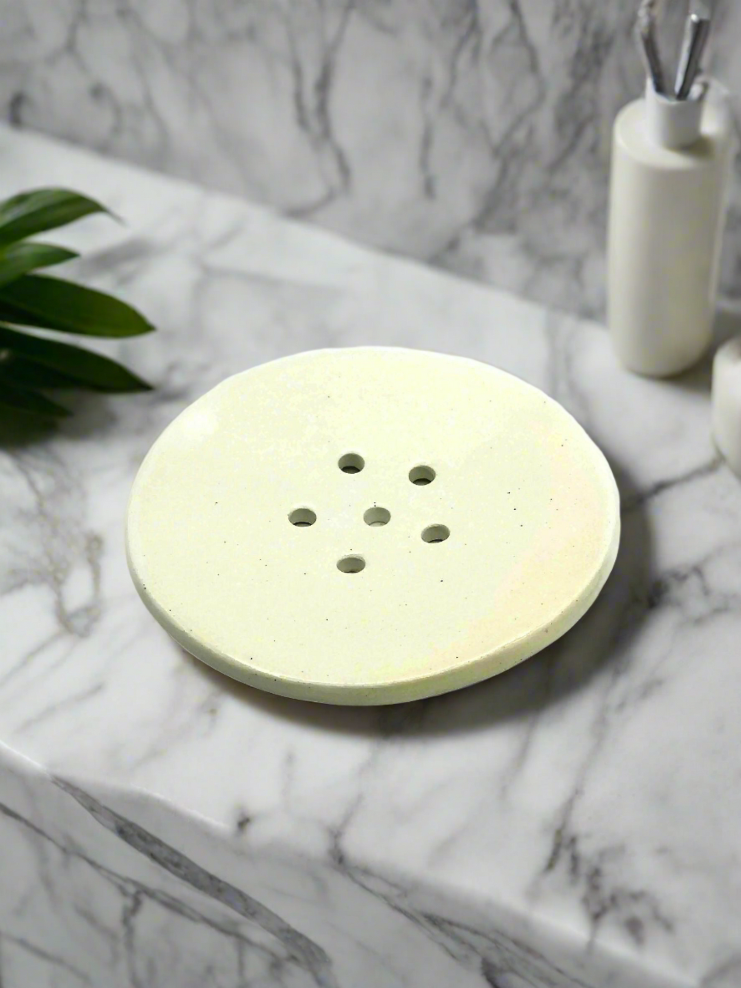 Handmade White Clay Soap Dish with Drain | Sustainable Bathroom Accessory