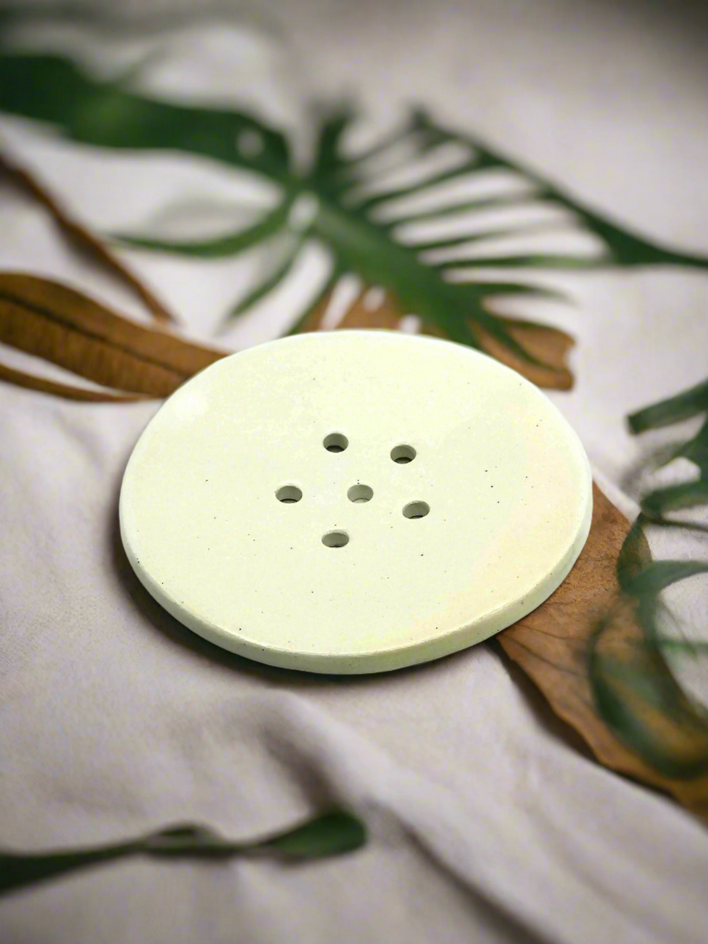 Handmade White Clay Soap Dish with Drain | Sustainable Bathroom Accessory