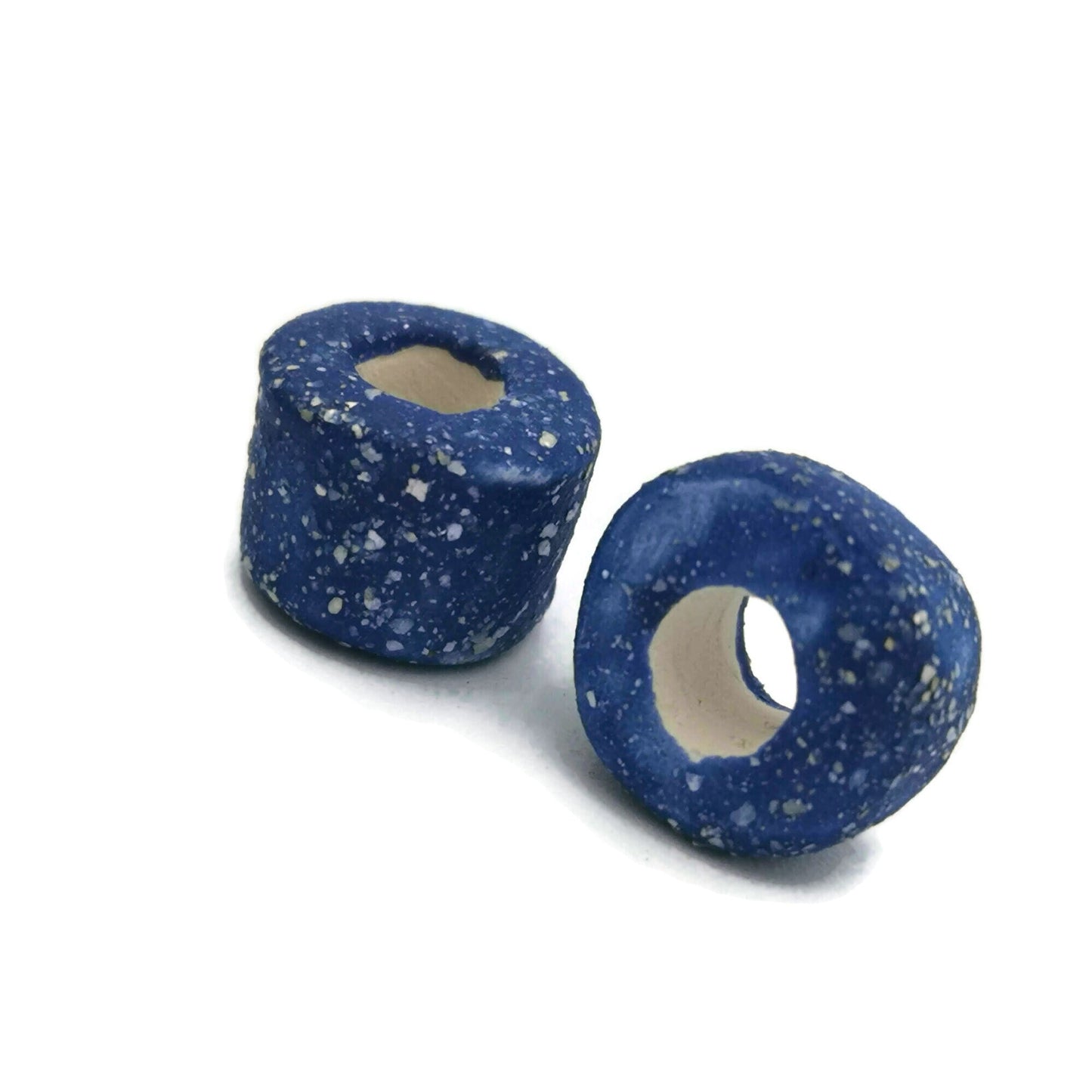 Handmade Ceramic Beads Jewelry Making, 5 Pcs Clay Beads Large Hole, Porcelain Dreadlock Beads, Unique Donut Bead Unusual - Ceramica Ana Rafael