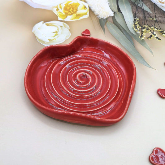 HEART SHAPED BOWL, Clay Ring Holder Dish, Cute Jewelry Trinket Dish, Ceramic Soap Saver Dish, Girlfriend Valentines Day Gift - Ceramica Ana Rafael