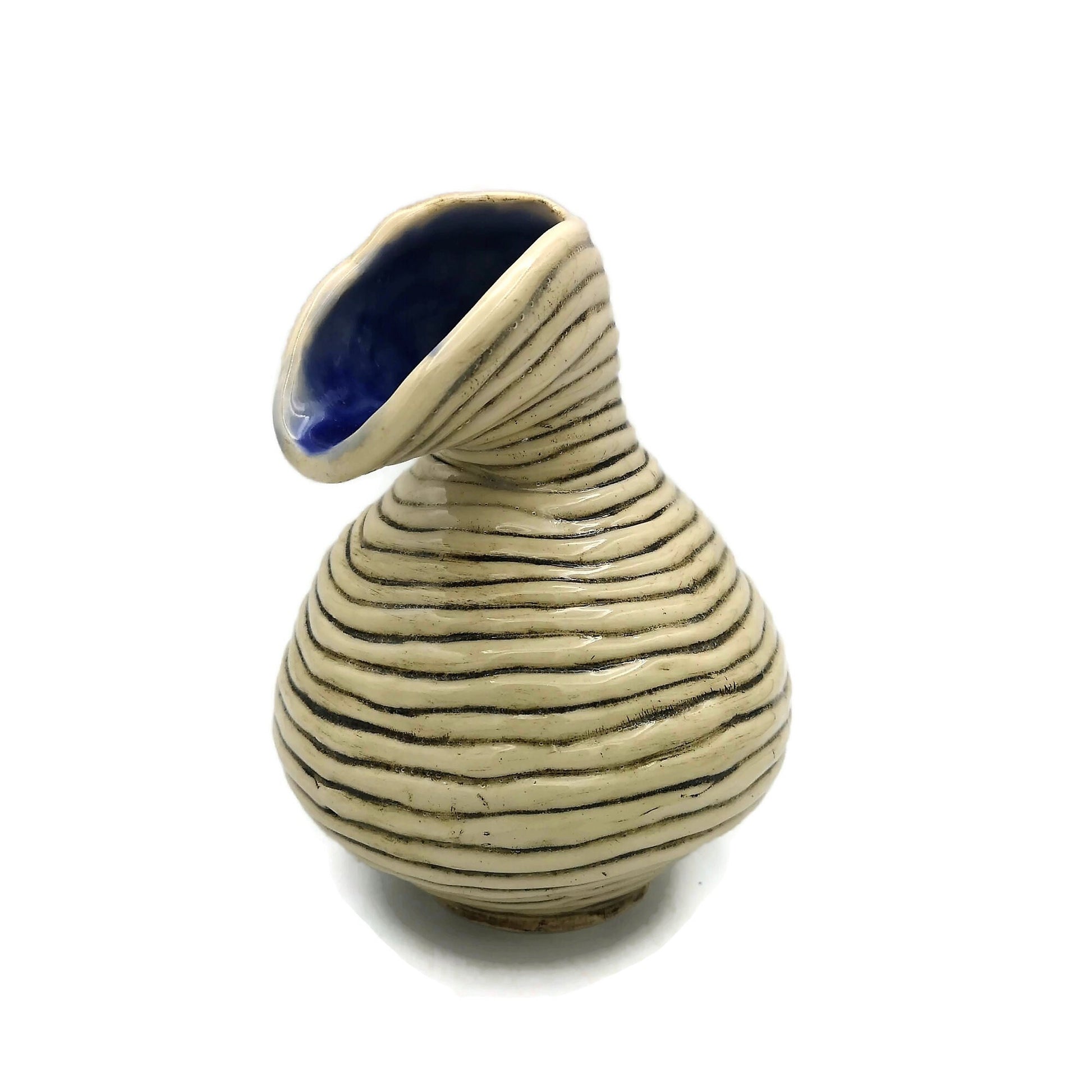 Textured Ceramic Bud Vase, Unique Flower Vase Best Gifts For Him, Irregular Shape Handmade Stoneware Pottery Mid Century Modern - Ceramica Ana Rafael