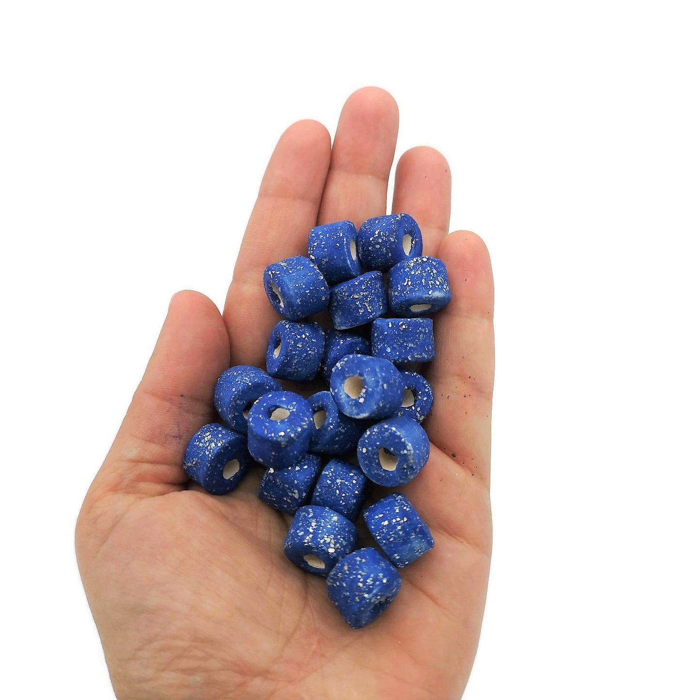 Handmade Ceramic Beads Jewelry Making, 4 Pcs Clay Beads Large Hole, Unique Donut Bead Unusual, Porcelain Dreadlock Beads - Ceramica Ana Rafael