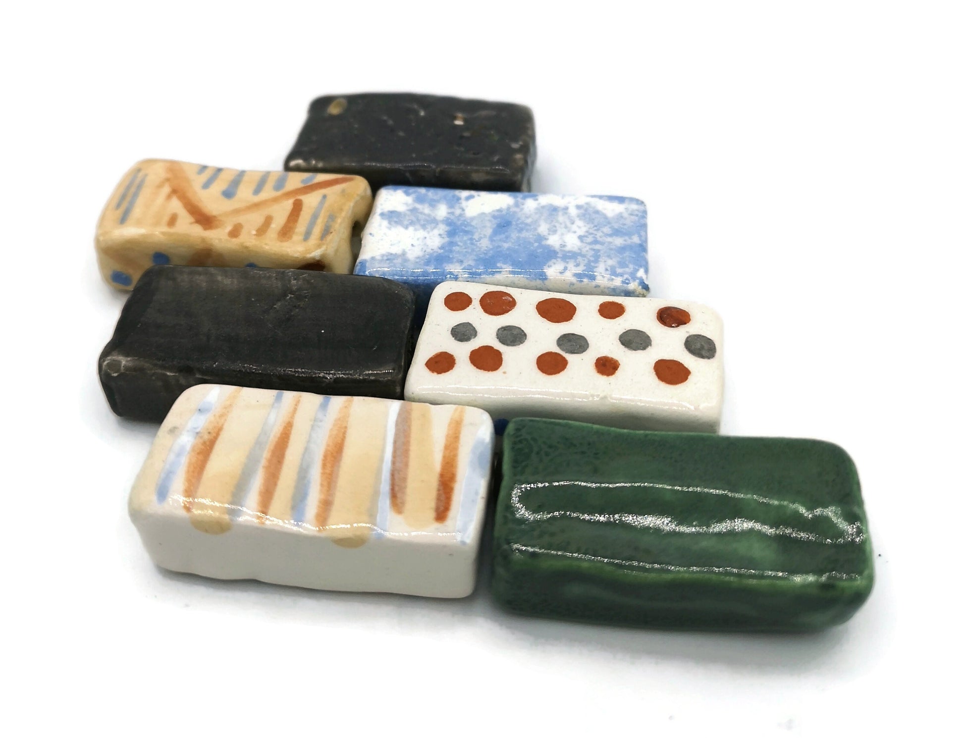 Handmade Ceramic Beads, Set Of 7 Assorted Clay Beads For Jewelry Making, Best Sellers Pendant Necklace, Unique Unusual Jumbo Beads Large - Ceramica Ana Rafael