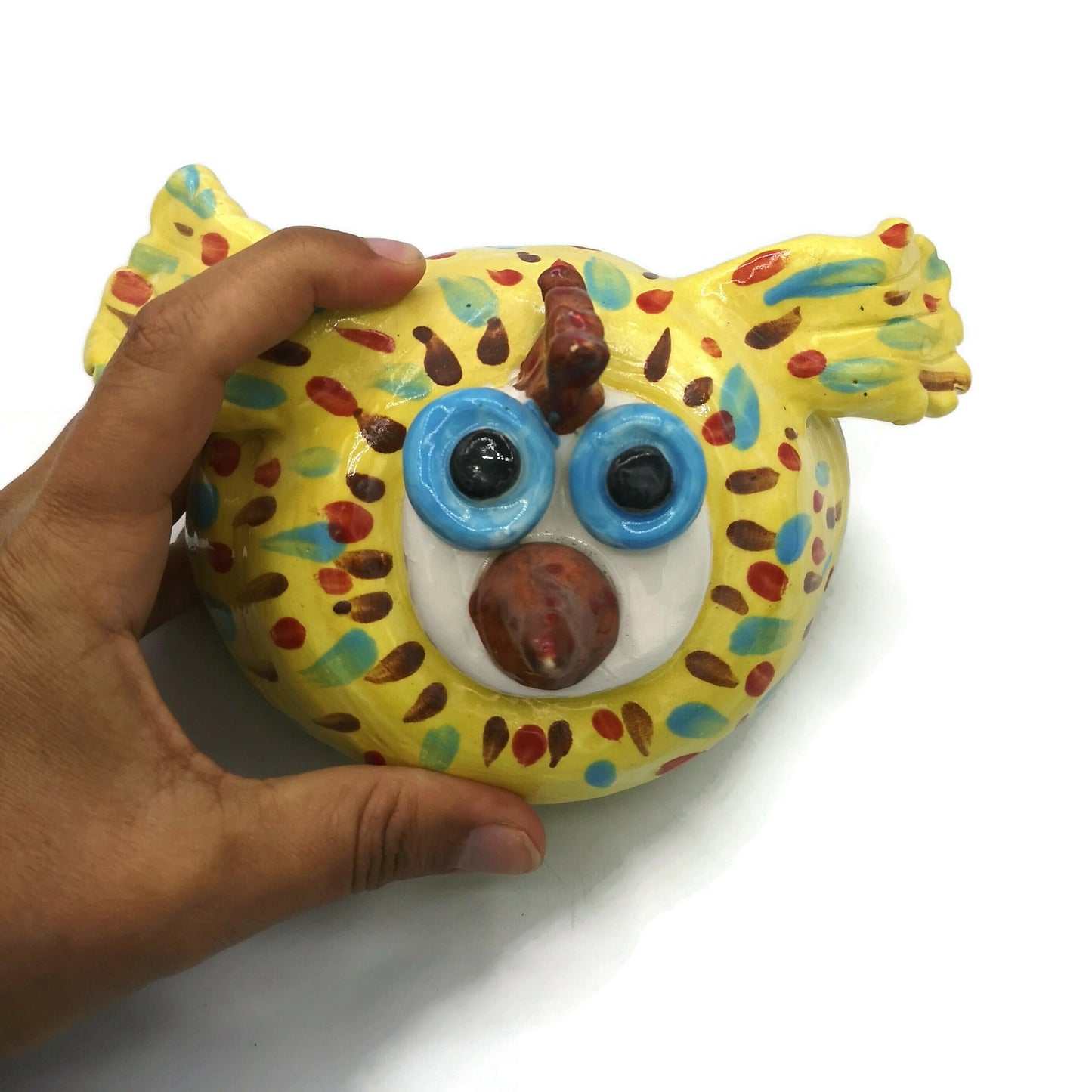 CERAMIC FIGURINE, CHICKEN Sculpture For Table Farmhouse Decor, Handmade Pottery Clay Bird Chicken Lover Gift - Ceramica Ana Rafael