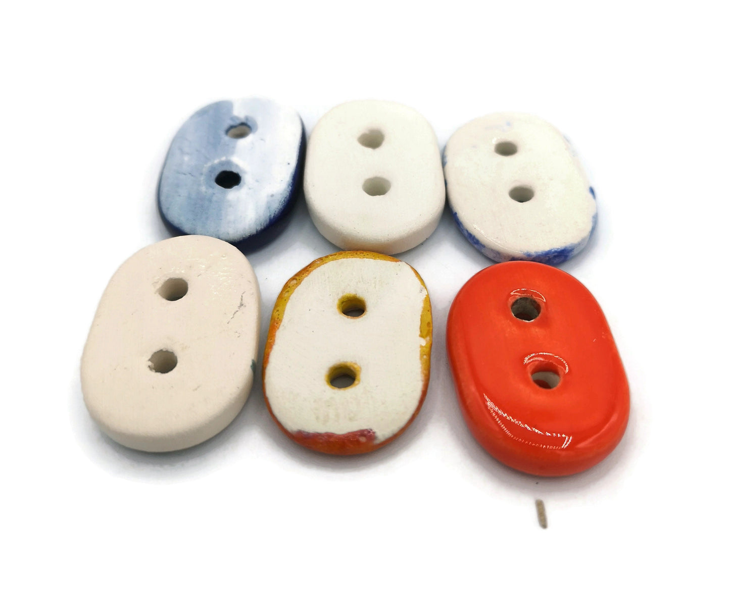 6 Pc 25mm Handmade Ceramic Oval Sewing Buttons, Coat Buttons For Crafts, Best Sellers Sewing Supplies And Notions, Unique Large Buttons - Ceramica Ana Rafael