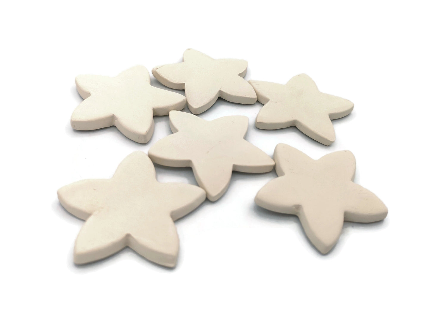 6Pc 45mm Small Ceramic Tiles Star Shaped, Tiny Mosaic Tiles For Crafts, Unpainted Ceramic Bisque Ready To Paint, Best Sellers Handmade - Ceramica Ana Rafael