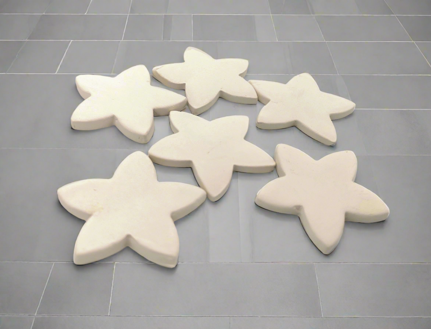 6Pc 45mm Star Shaped Ceramic Tiles – Unpainted Bisque Mosaic Tiles for Crafts
