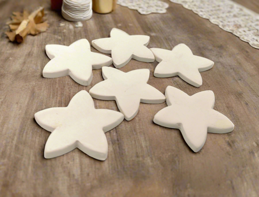 6Pc 45mm Star Shaped Ceramic Tiles – Unpainted Bisque Mosaic Tiles for Crafts