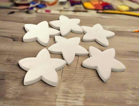 6Pc 45mm Star Shaped Ceramic Tiles – Unpainted Bisque Mosaic Tiles for Crafts