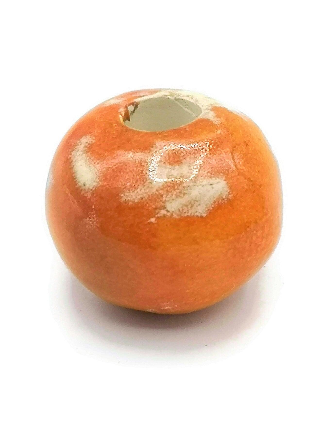 1Pc 30mm Extra Large Beads for Jewelry Making, Handmade Ceramic Macrame Beads Large Hole 7mm, Unique Giant Orange Beads For Plant Hanger - Ceramica Ana Rafael