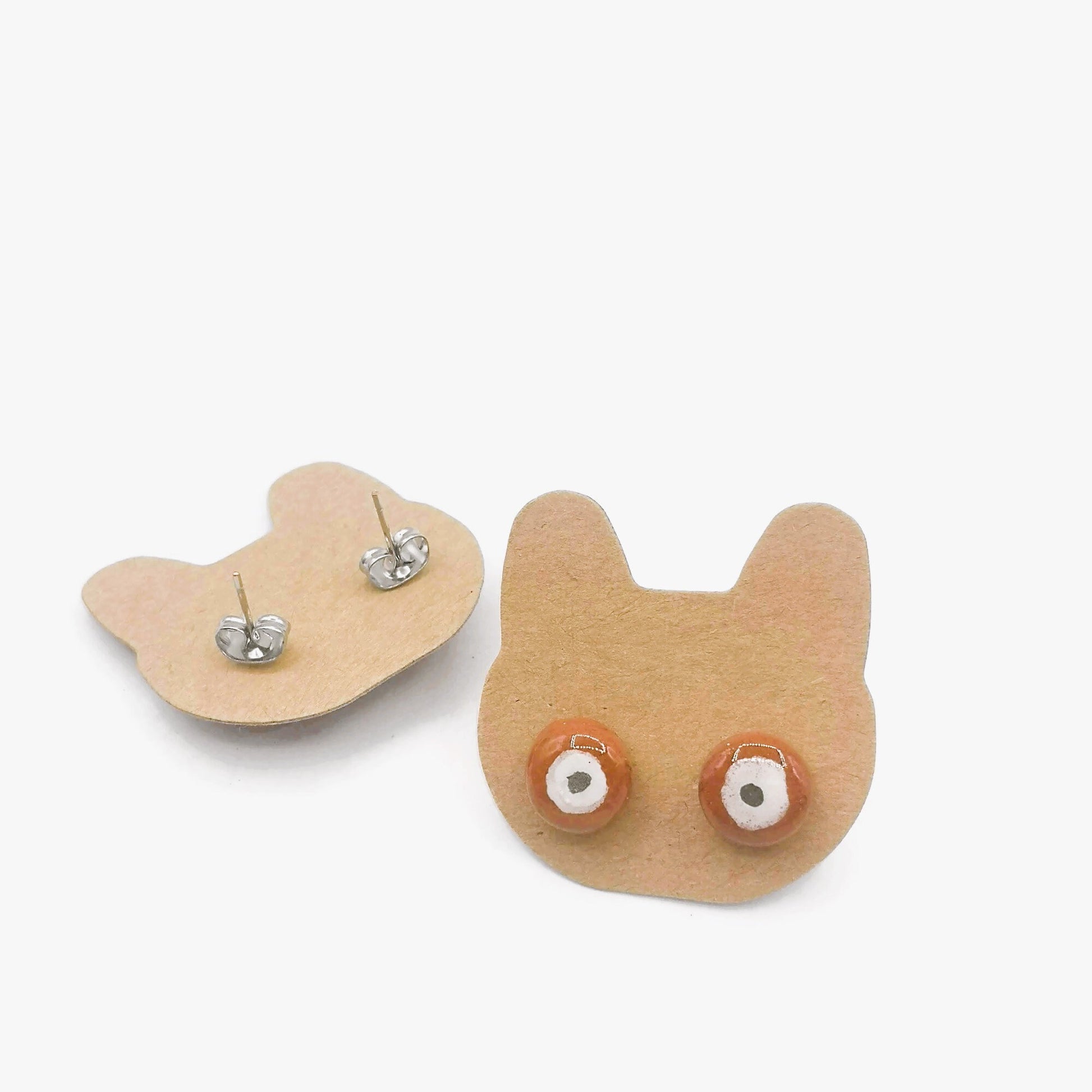 Handmade Terracotta Evil Eye Stud Earrings For Women, Ceramic Brown Tiny Stud Earrings, Aesthetic Jewelry Minimal Best Gifts For Her - Ceramica Ana Rafael