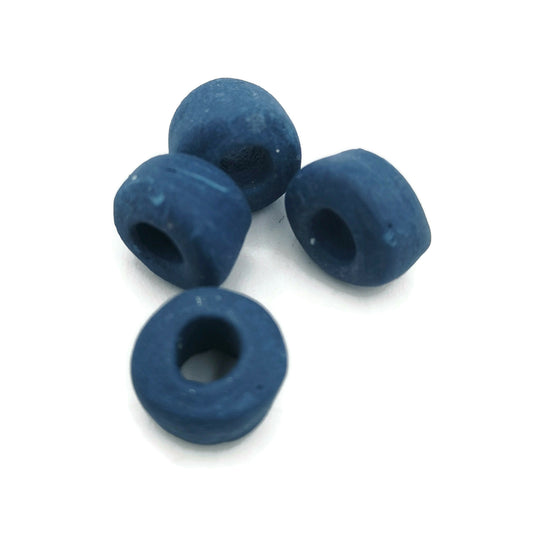4Pcs 11mm Matte Blue Macrame Beads Large Hole 5mm, Handmade Ceramic Tube Beads For Jewelry Making, Clay Tube Beads - Ceramica Ana Rafael