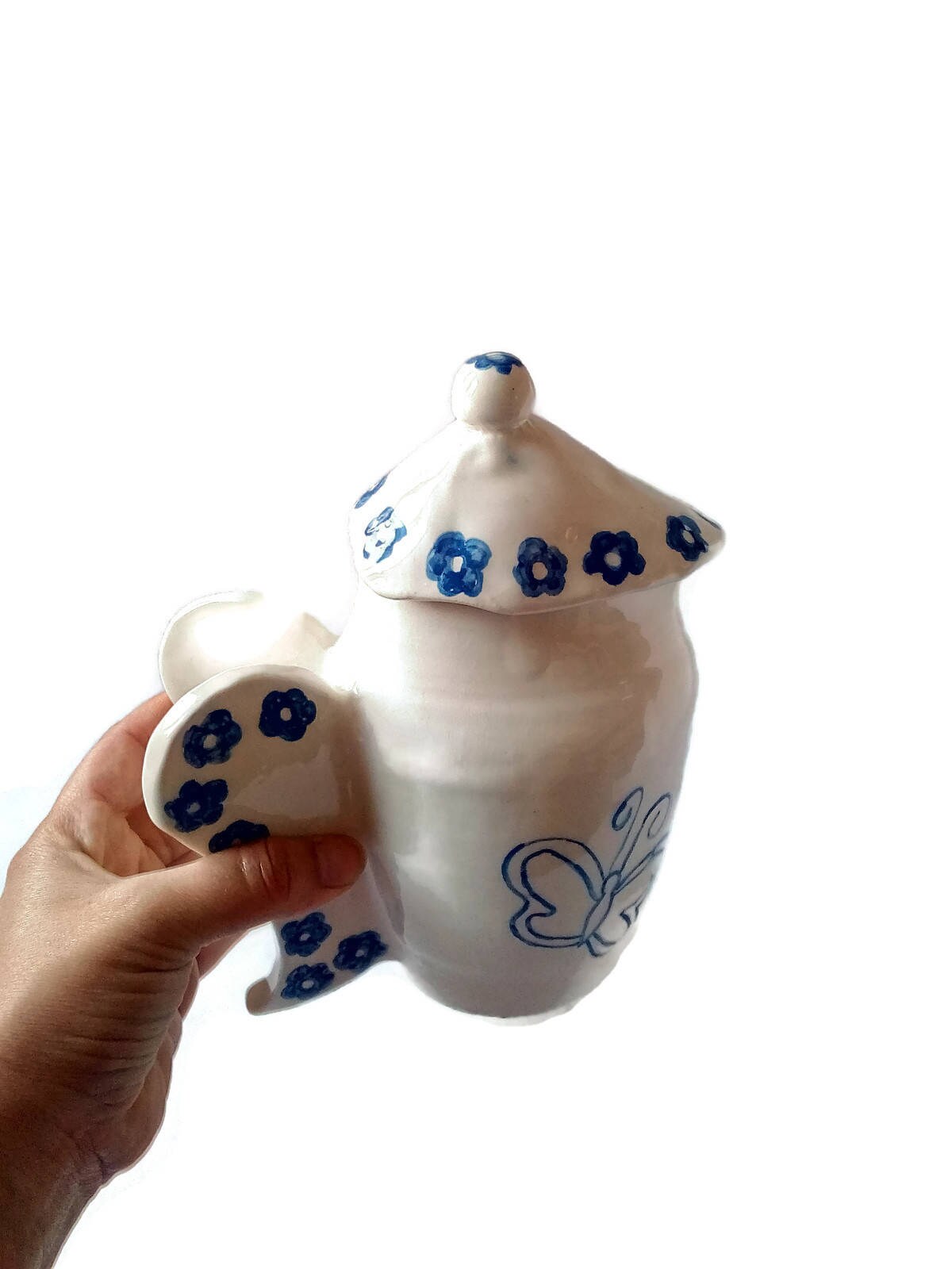 Hand Painted Pitcher With Lid, Butterfly Painting Mothers Day Gift For Grandma, Best Sellers Handmade Ceramic Vase Mom Birthday Gift - Ceramica Ana Rafael