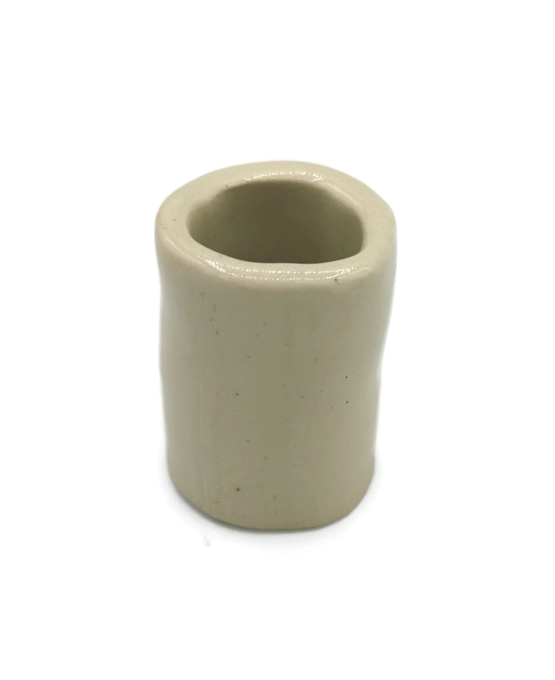 Beige Stoneware Handmade Napkin Rings Set Of 4 Napkin Holder, Host Gift, Best Housewarming Gift First Home For Women, Artisan Ceramic Tubes - Ceramica Ana Rafael