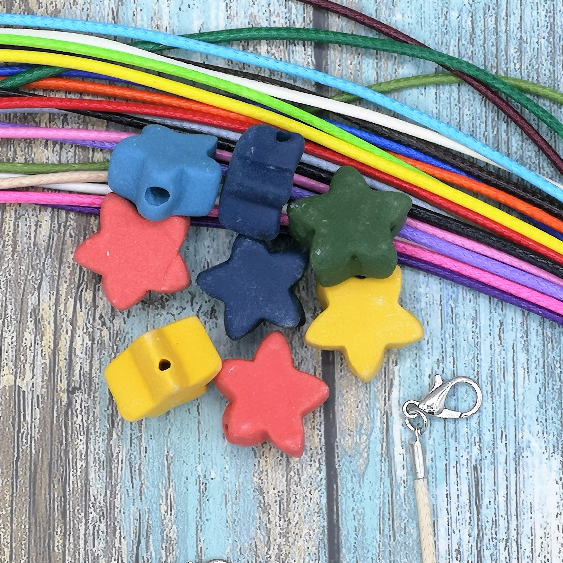 8 Pcs Handmade Ceramic Beads Ready To Ship, Cute Star Shape Assorted Beads For Jewelry Making, Unique Clay Spacer Beads, Most Sold Items - Ceramica Ana Rafael