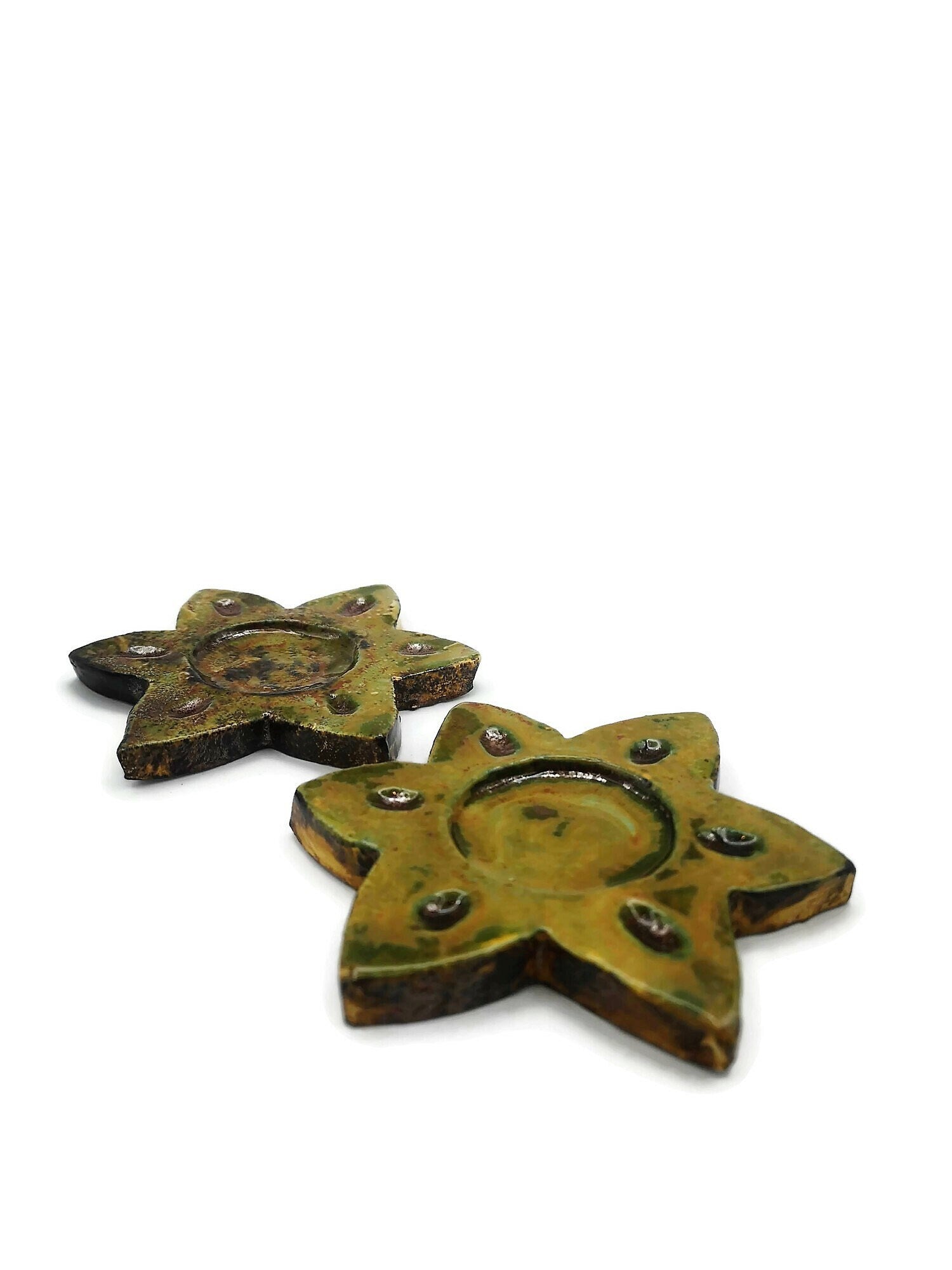 Handmade Ceramic Star Candle Holder For Home Decor, Office Desk Accessories For Her, Artisan Pottery Tealight Holder, Gift Idea For Women - Ceramica Ana Rafael