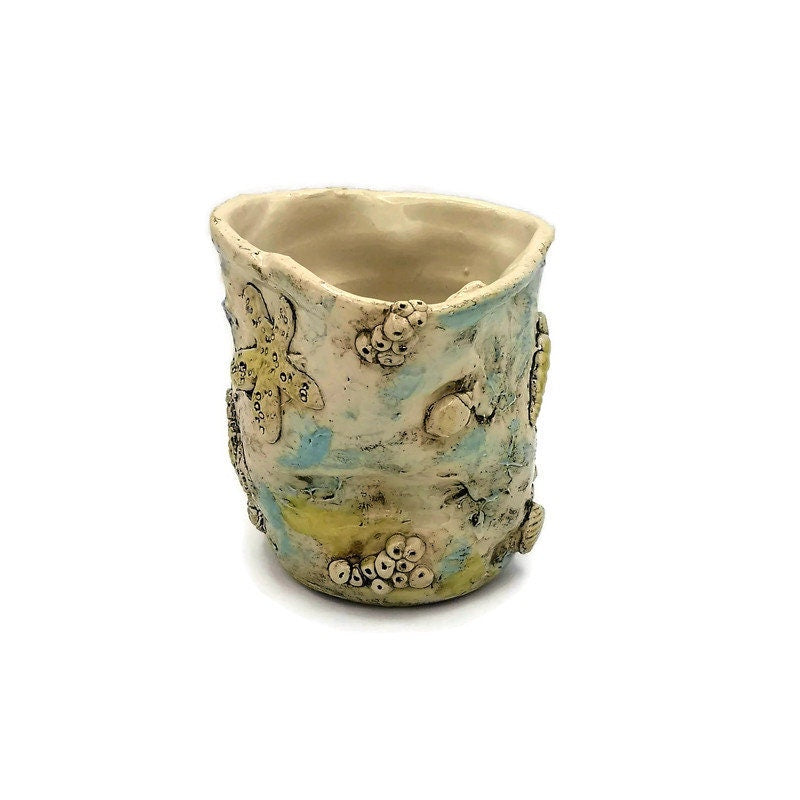 SKULPTURELLE VASE STRANDDekor, handgemachte Keramik Boho Blumenvase, Muschelkeramik Ikebana Vase, ästhetische Dekoobjekte Ozeanwellen Vase