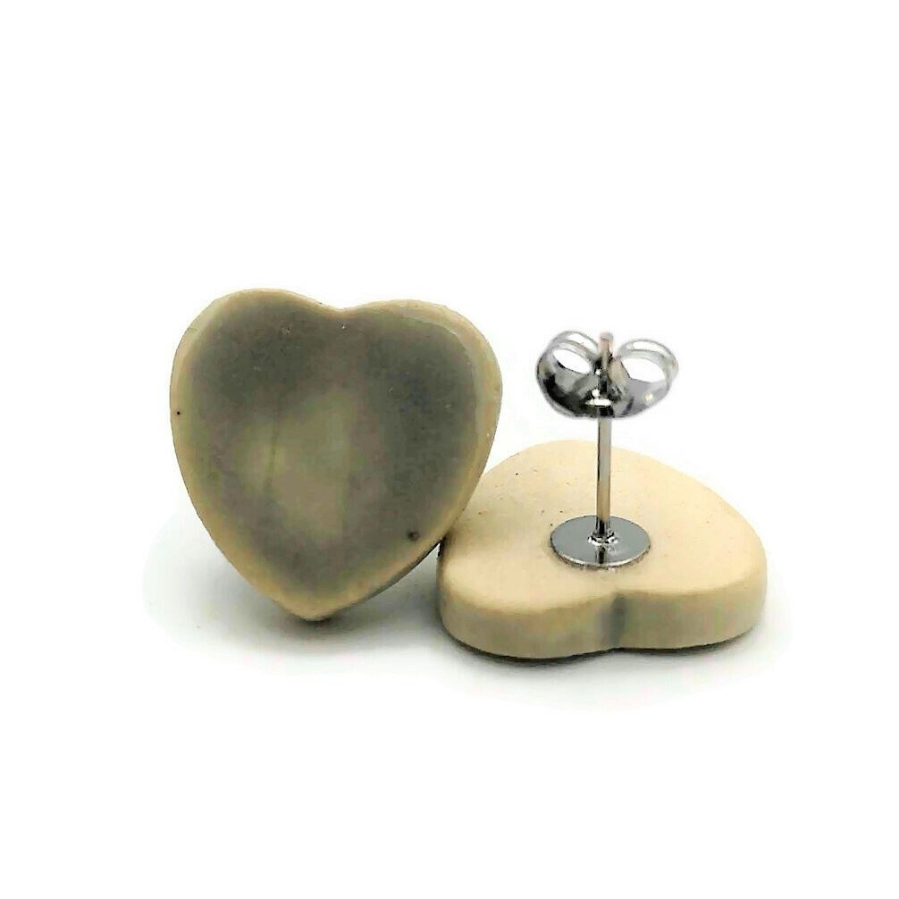 Heart Stud Earrings For Women, Minimalist Novelty Small Stud Earrings Dainty, Best Gifts For Her, Unique Valentines Day Gift For Girlfriend - Ceramica Ana Rafael