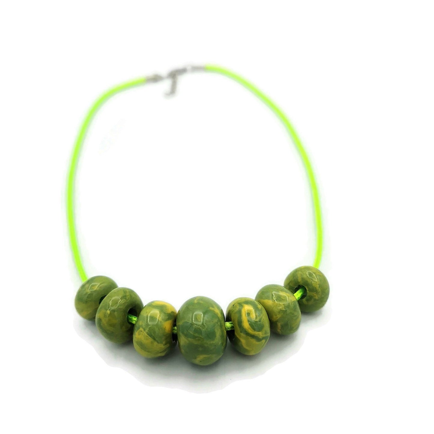 Green Statement Necklace, Everyday Necklace, Boho Beaded Necklace, Best Gifts For Her, Mom Birthday Gift From Daughter, Handmade Ceramic - Ceramica Ana Rafael