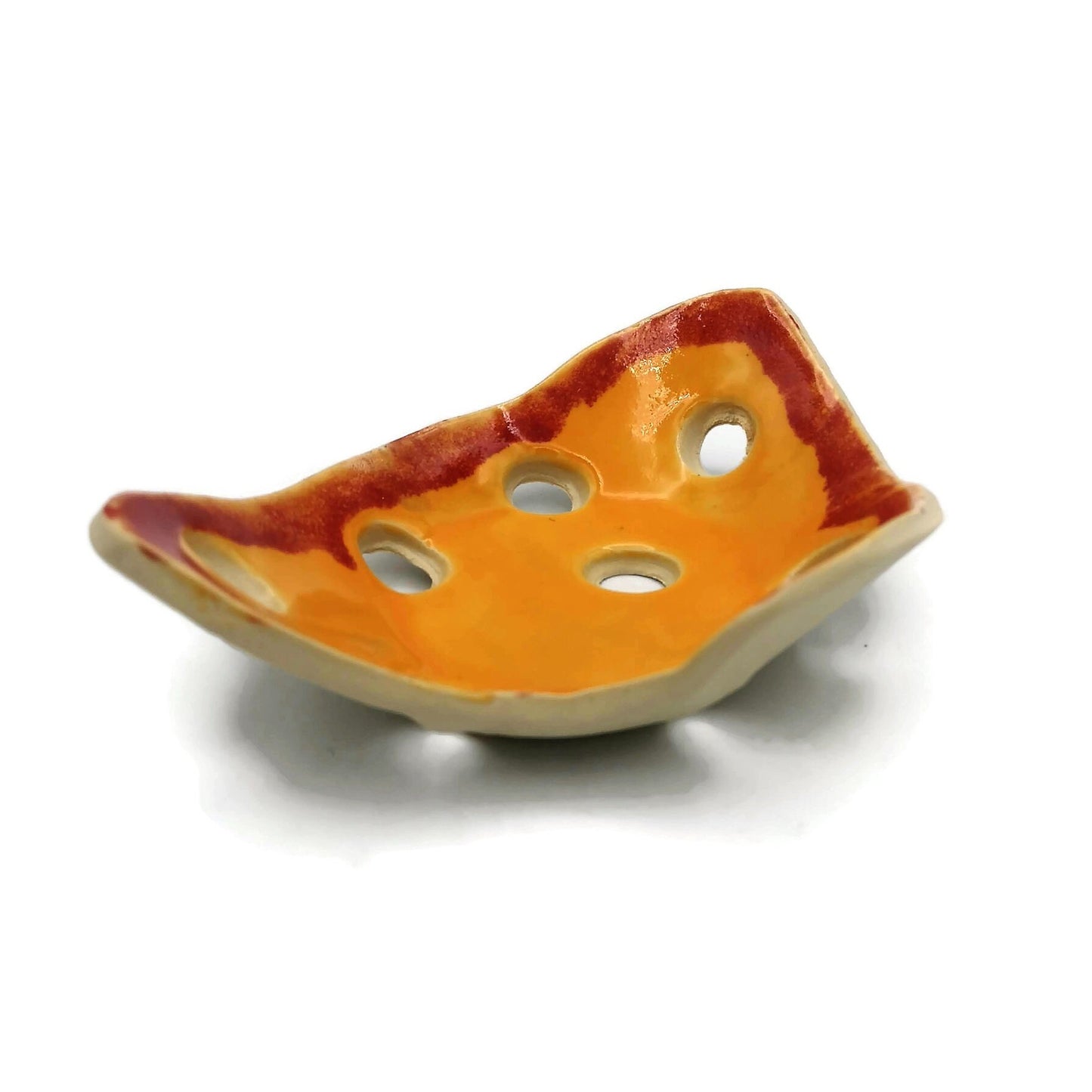 Small Handmade Ceramic Bowl With Holes, Yellow Pottery Decorative Clay Trinket Dish, Mom Birthday Gift From Daughter, Jewelry Organizer - Ceramica Ana Rafael