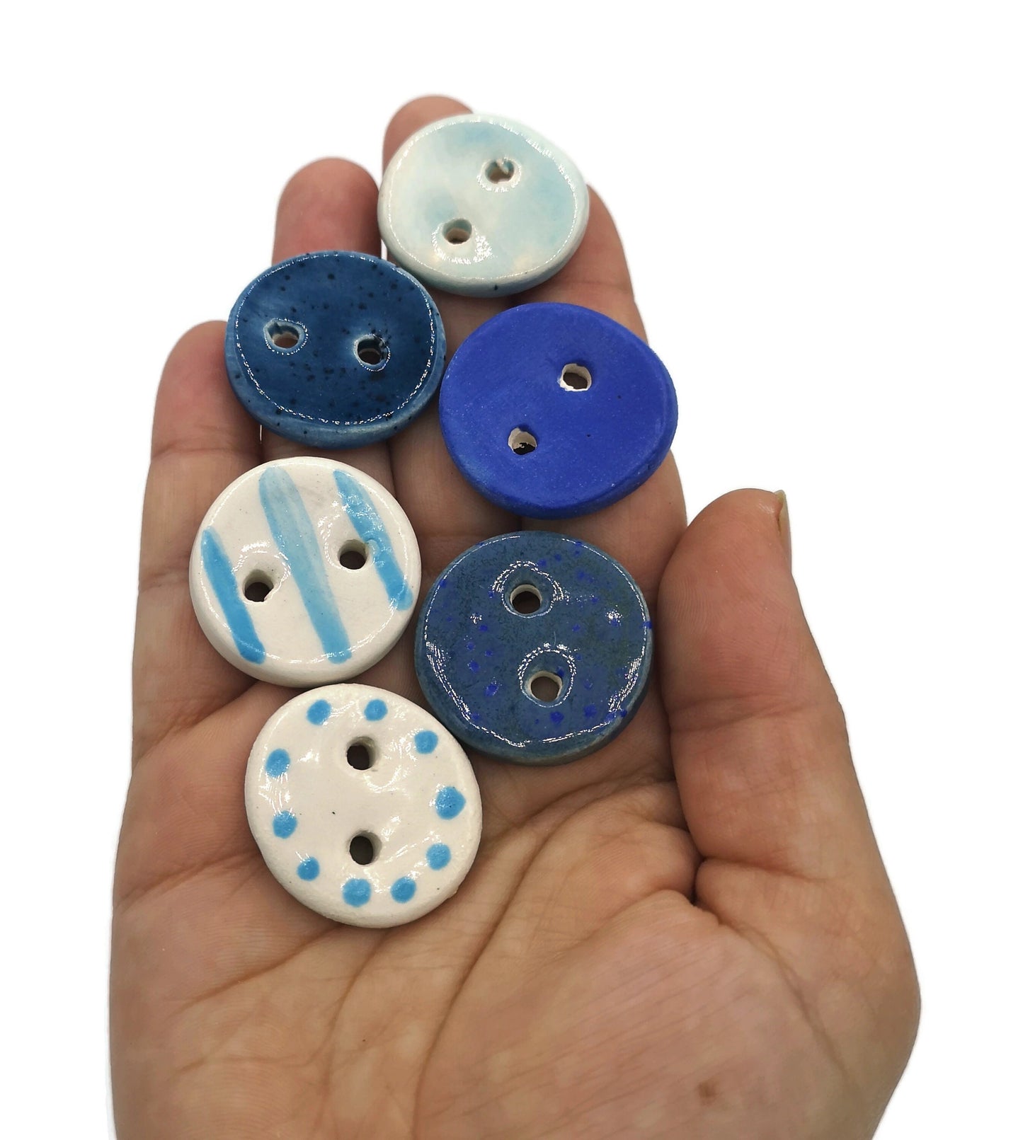 6Pc 30mm Large Round Buttons, Handmade Ceramic Sewing Buttons For Clothing, Craft Buttons For Jackets And Coats - Ceramica Ana Rafael