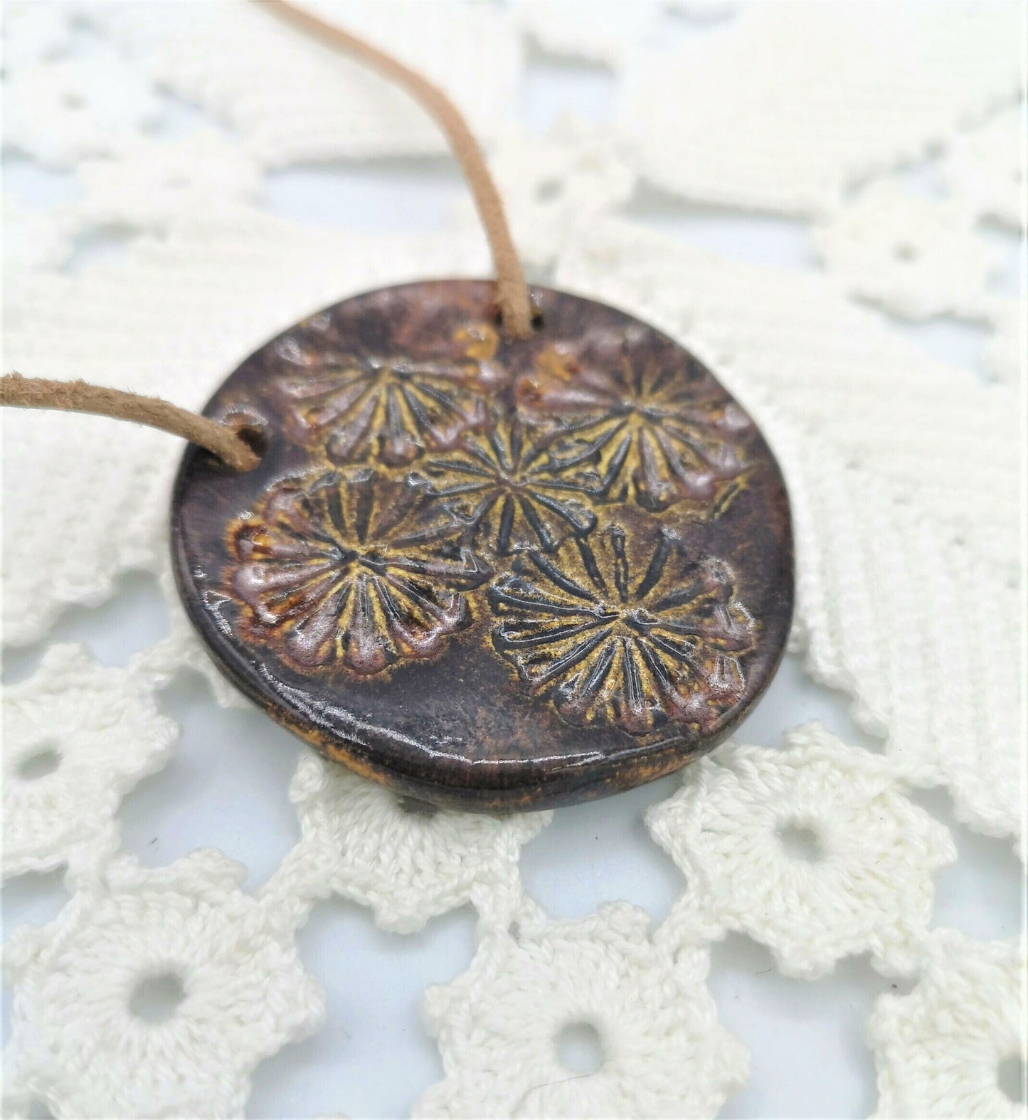 Large Flower Charms For Jewelry Making, Unique Handmade Ceramic Necklace Pendant With Poppy Design, 2 Holes Cute Eclectic Artisan Clay Charm - Ceramica Ana Rafael