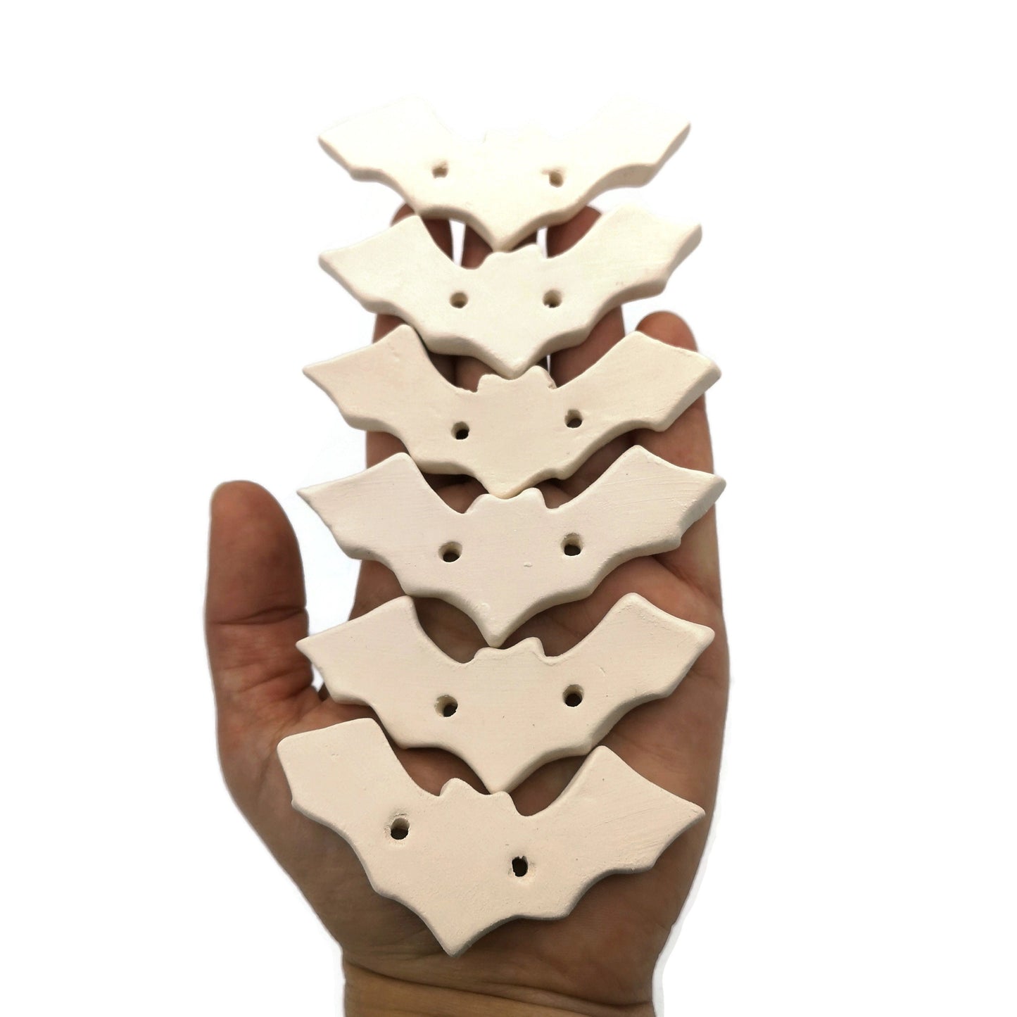 6Pc 75mm Halloween Bat Buttons Extra Large, Unpainted Ceramic Bisque Sewing Buttons Ready To Paint, Trending Now Sewing Notions - Ceramica Ana Rafael