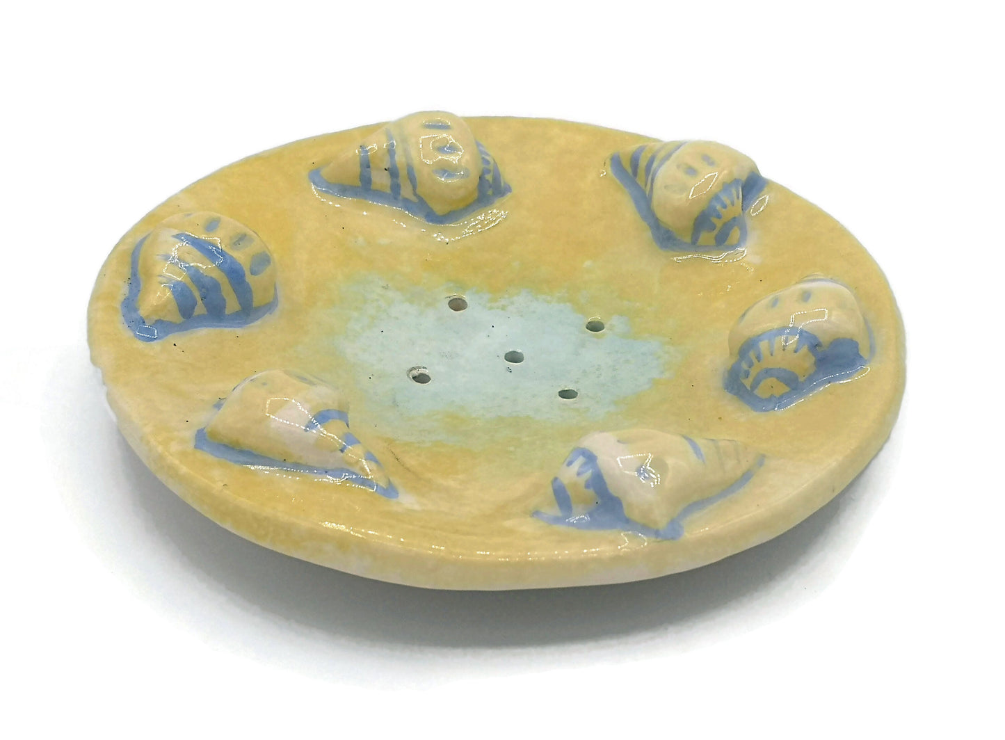 Self Draining Soap Dish, Sea Life Soap Dish, Beach Themed Dish Soap Holder, Pottery Bathroom Accessories - Ceramica Ana Rafael