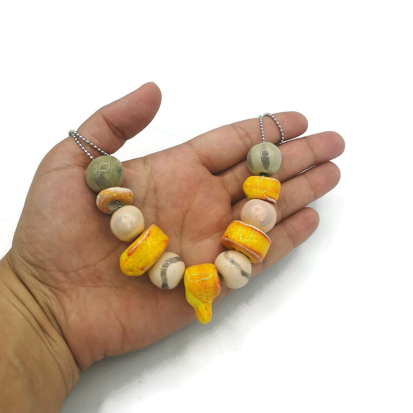 Colorful Beaded Necklace, Statement Aestethic Necklace, Mothers Day Gift From Daughter, Best Gifts For Her, 9th Aniversary Gift For Wife - Ceramica Ana Rafael
