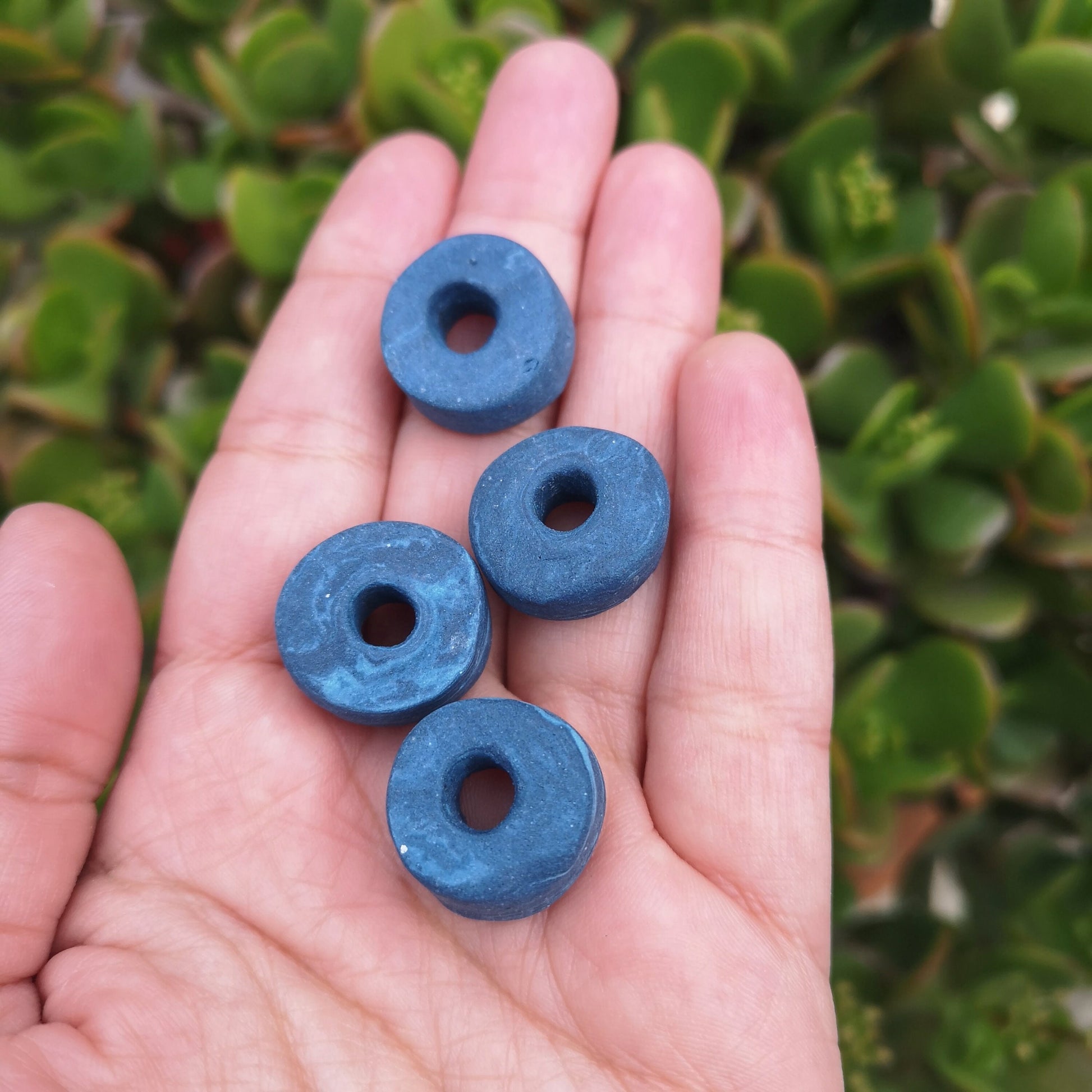 Handmade Ceramic Beads For Jewelry Making, 4 Pcs Clay Beads, Large Hole Beads, Dreadlock Beads, Unique Donut Bead Unusual - Ceramica Ana Rafael