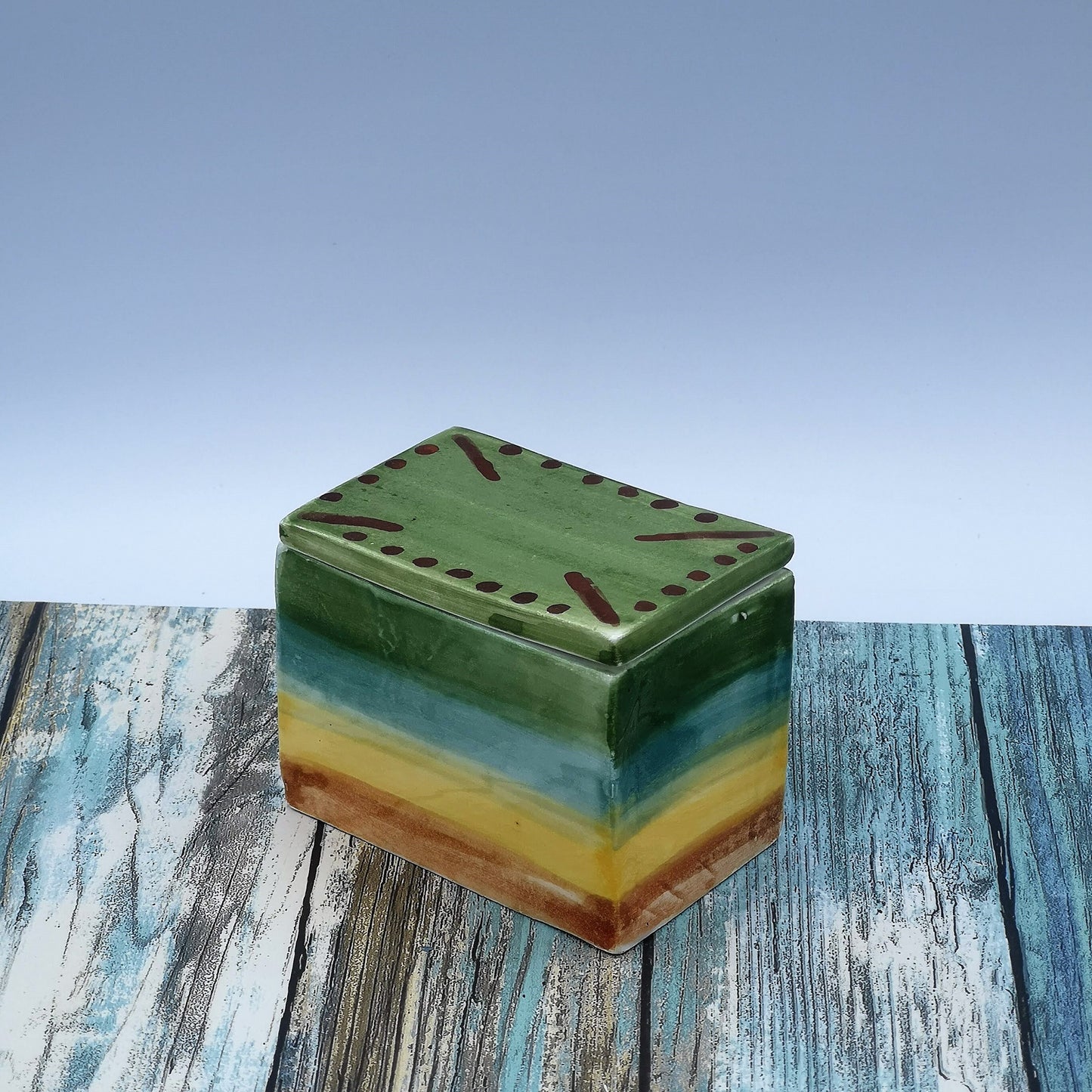 CERAMIC JEWELRY BOX, Small Trinket Box With Lid, Hand Painted Decorative Box, 9th anniversary Gift For Her - Ceramica Ana Rafael