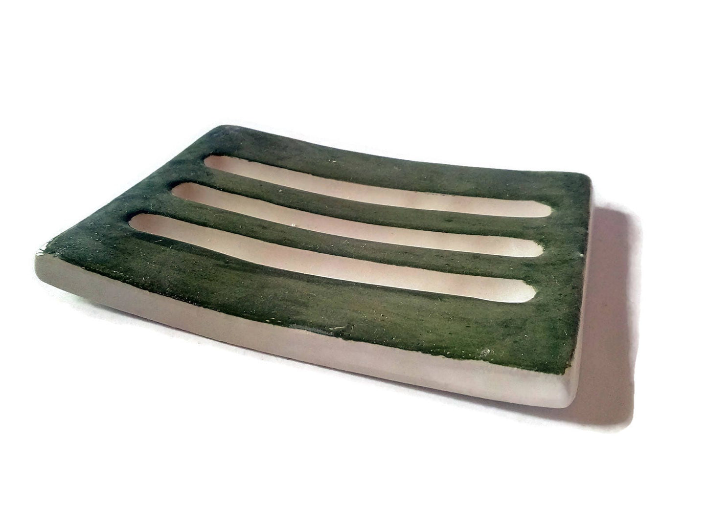 CLAY SOAP DISH with drain, rectangular soap dish for shower, self draining sponge holder, sustainable gift for her, shampoo bar holder - Ceramica Ana Rafael