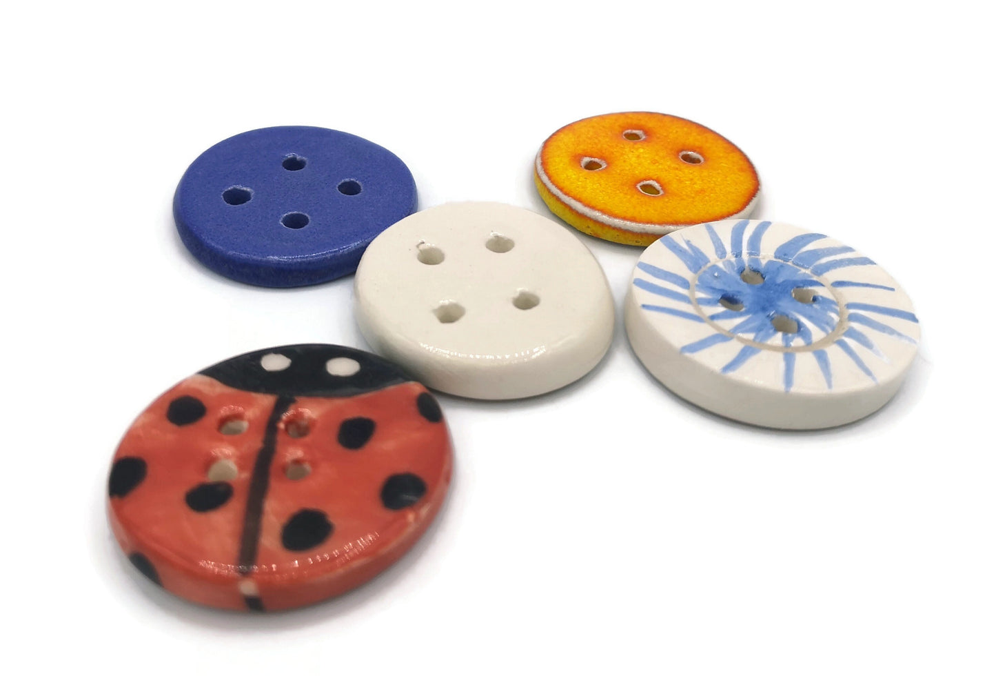 Sewing Buttons, Set Of 5 40mm Novelty Buttons For Crafts, Custom Buttons, Handmade Ceramics Sewing Notions - Ceramica Ana Rafael