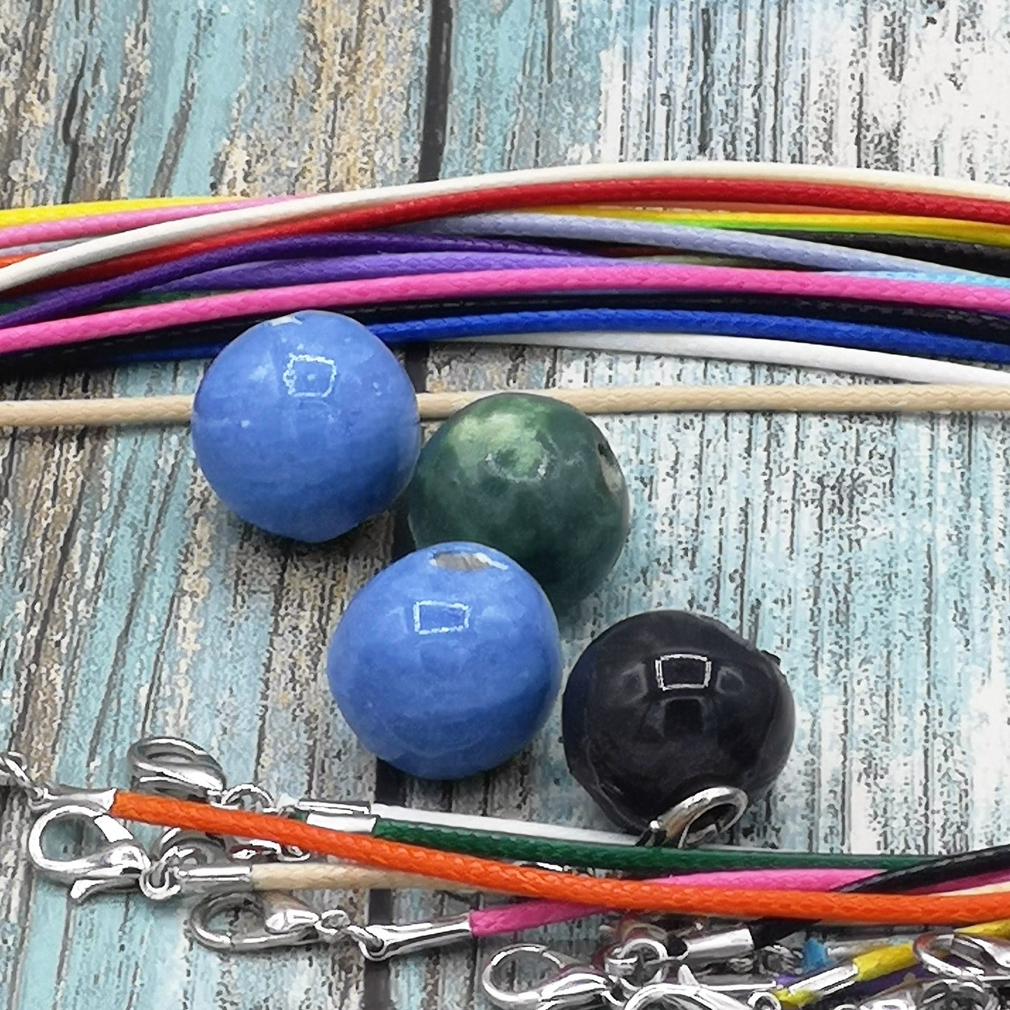 4Pcs 15mm Large Handmade Ceramic Beads For Jewelry making, Unique Bubblegum Beads, Clay Craft Beads Decorative, Mixed Round Colorful Beads - Ceramica Ana Rafael