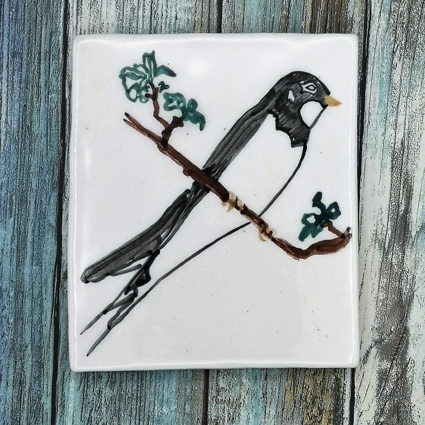 Hand Painted Swallow Bird Tiles For Backsplash, Bird Lovers Mother's Day Gift From Daughter, Handmade Ceramic Decorative Tiles Best Sellers - Ceramica Ana Rafael