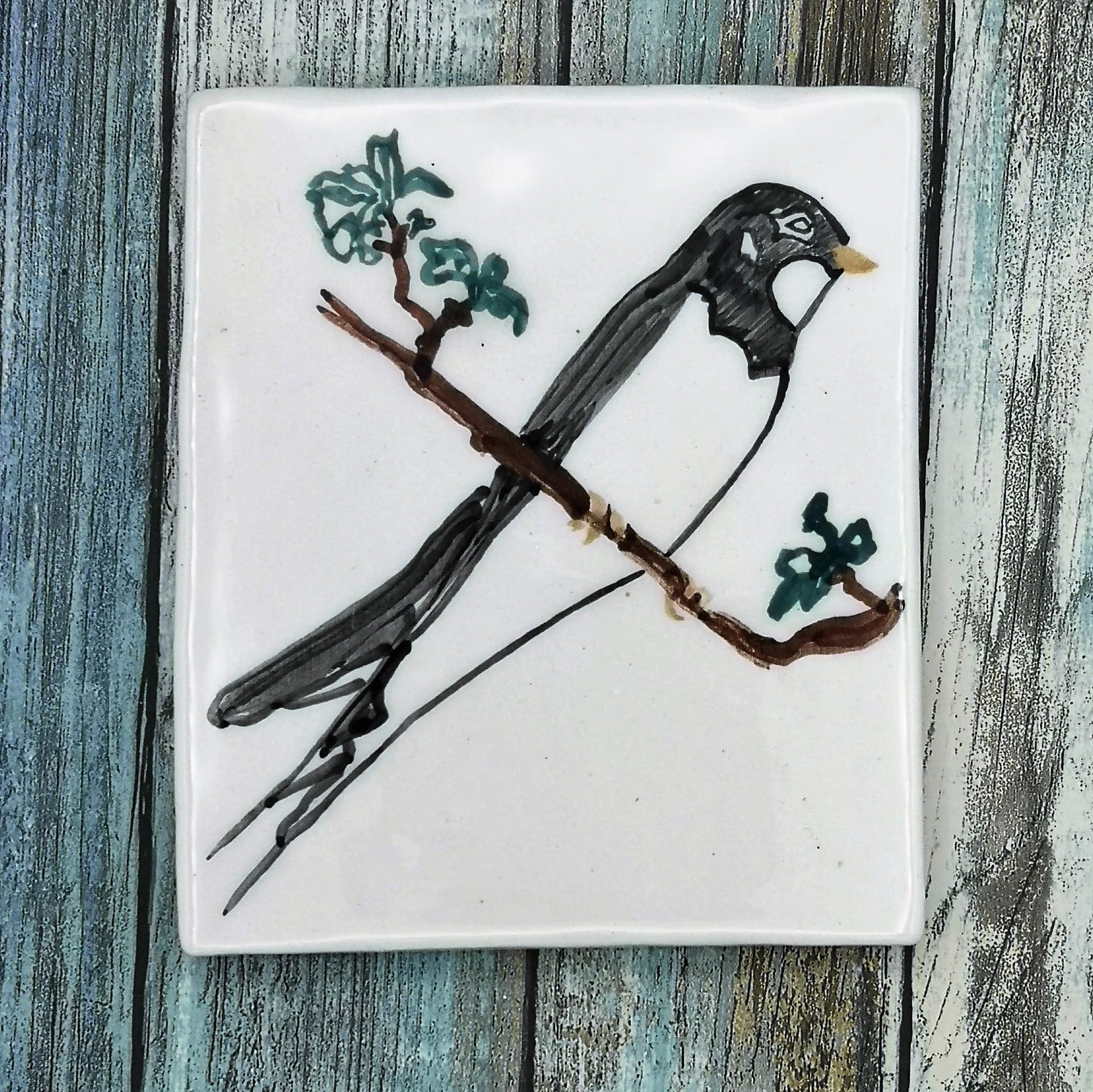 Hand Painted Swallow Bird Tiles For Backsplash, Bird Lovers Mother's Day Gift From Daughter, Handmade Ceramic Decorative Tiles Best Sellers - Ceramica Ana Rafael