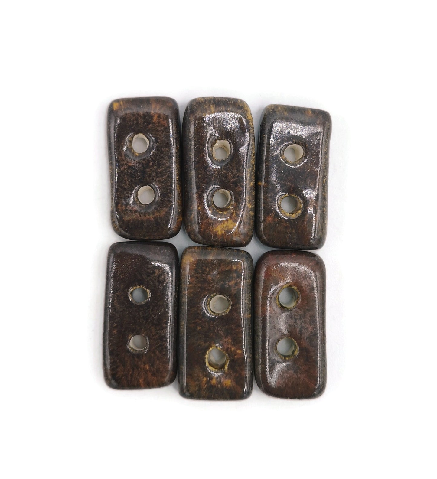6PC 30mm Extra Large Rectangle Sewing Buttons for Crafts | Antique Look, Handmade Ceramic Coat Buttons For Crafts - Ceramica Ana Rafael