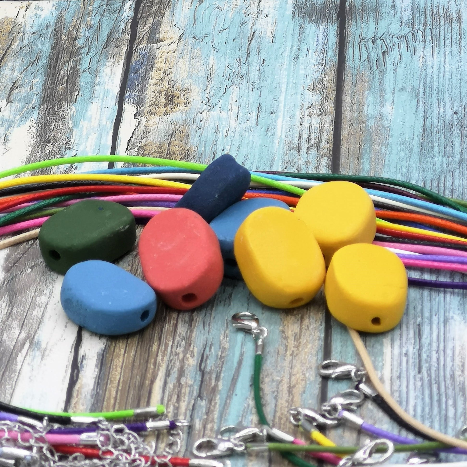 8Pc Etra Large Handmade Ceramic Beads For Jewelry Making, 2 mm Hole Assorted Matte Oval Shaped Beads For Macrame, Colorful Clay Beads - Ceramica Ana Rafael