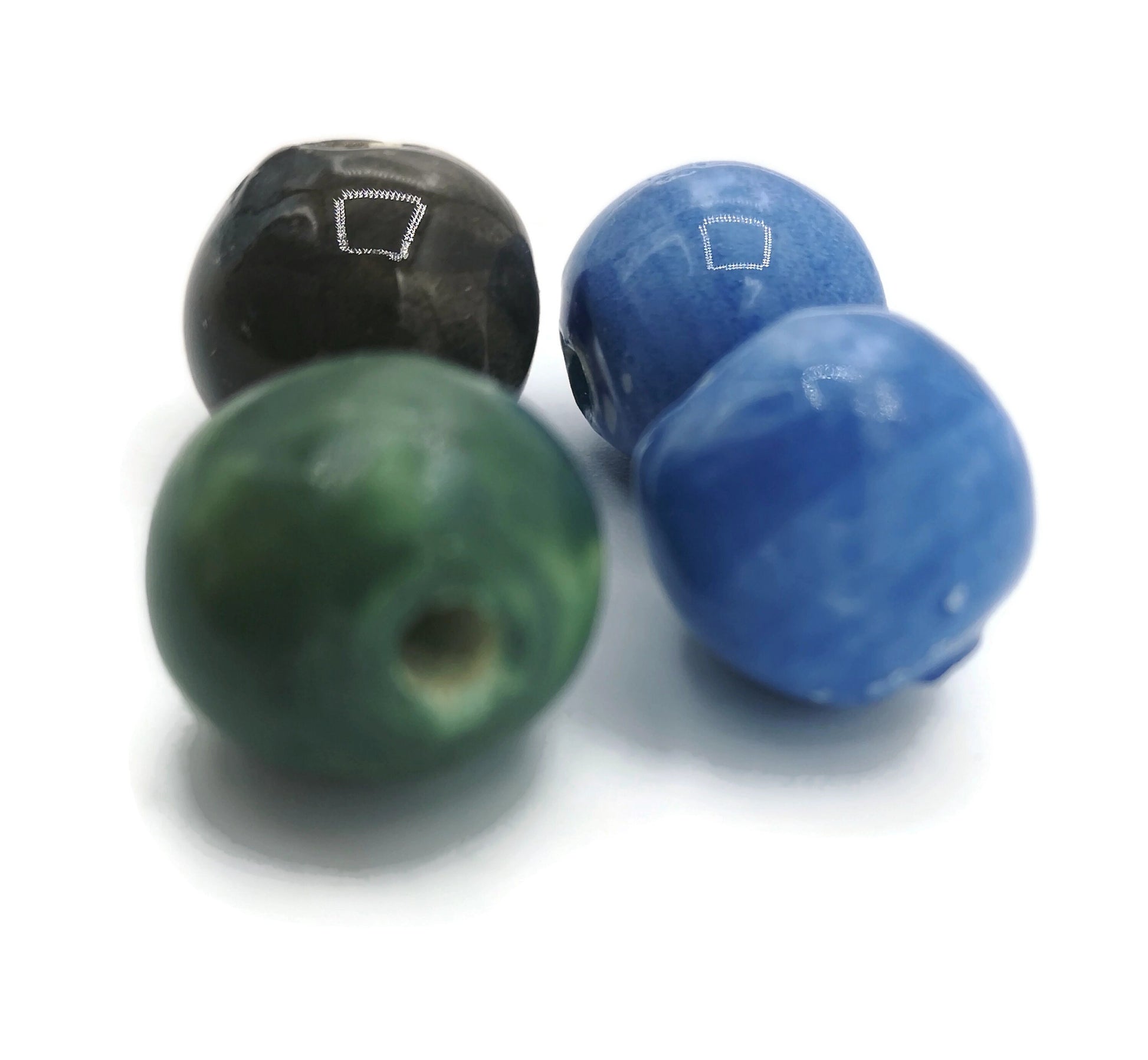 4Pcs 15mm Large Handmade Ceramic Beads For Jewelry making, Unique Bubblegum Beads, Clay Craft Beads Decorative, Mixed Round Colorful Beads - Ceramica Ana Rafael