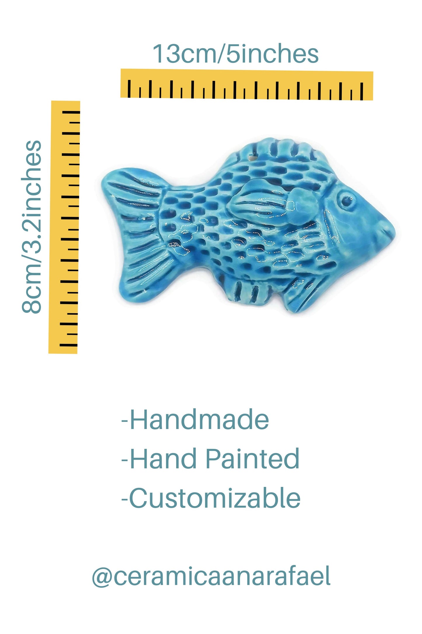 Handmade Ceramic Fish Wall Hanging, Hand Painted Colorful Artisan Pottery Wall Decor Beach Themed, Unique Ocean Wall Art For Home Decor - Ceramica Ana Rafael