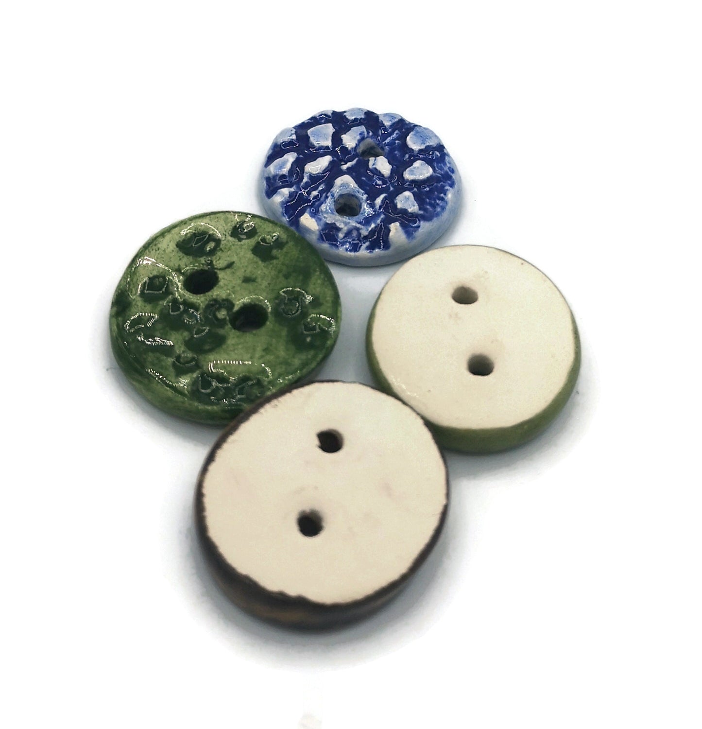 4Pc 30mm Handmade Ceramic Sewing Buttons, Round Large Buttons, Coat Buttons, Jewelry Making Buttons Antique Look, Sewing Supplies and Notion - Ceramica Ana Rafael